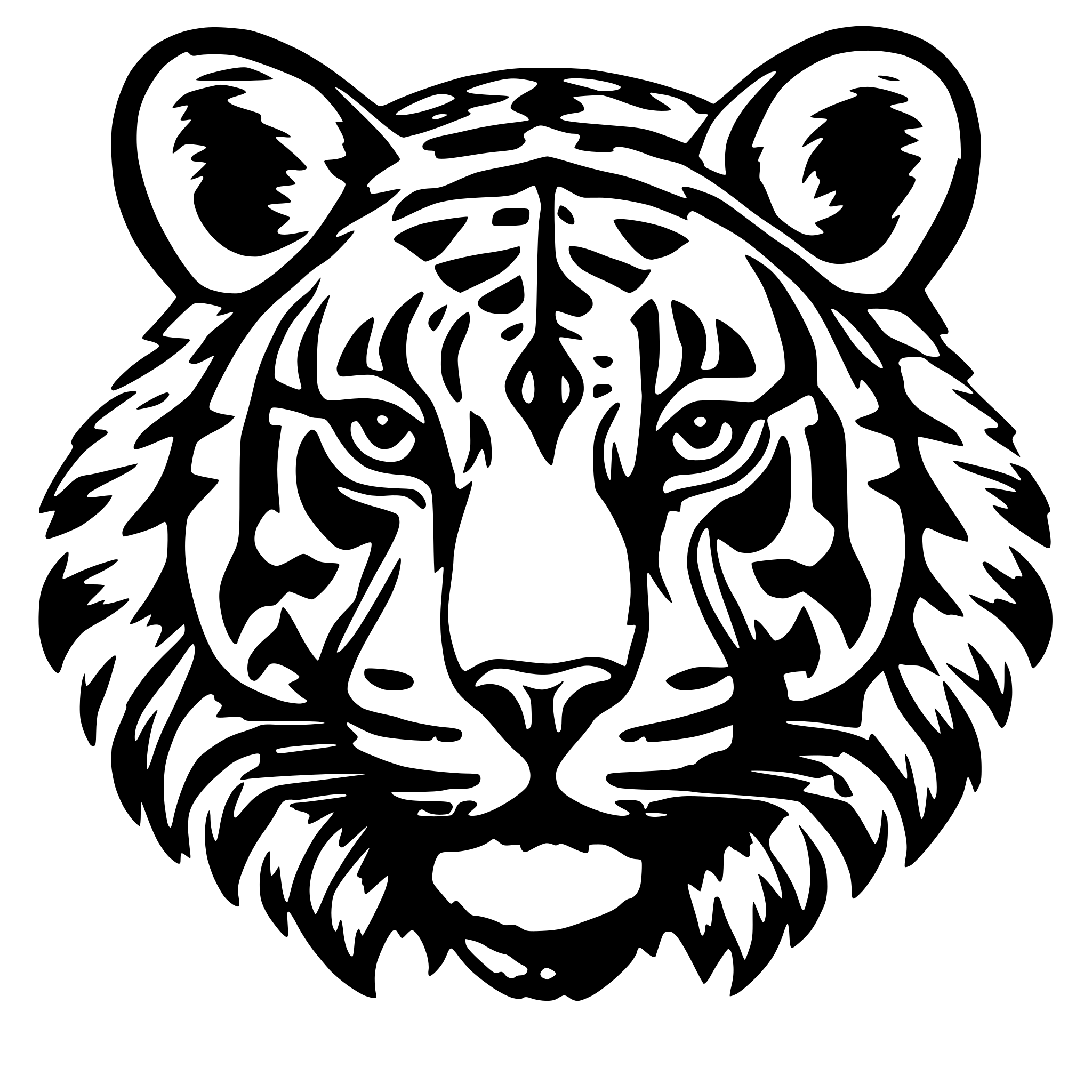 AI-generated SVG of a picasso style of a tiger head