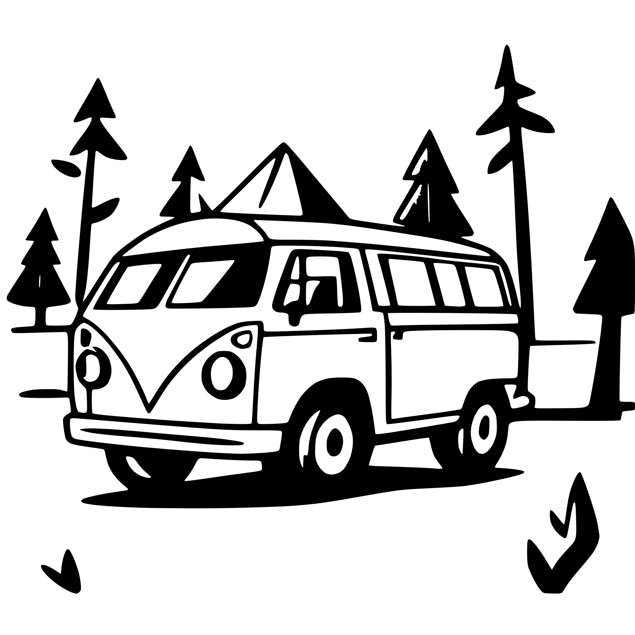 AI-generated SVG of a A cute, simple illustration of a camper van pulling into a campground. Long shot, profile viewpoint. AI-generated SVG of a A cute, simple illustration of a camper van pulling into a campground. Long shot, profile viewpoint.