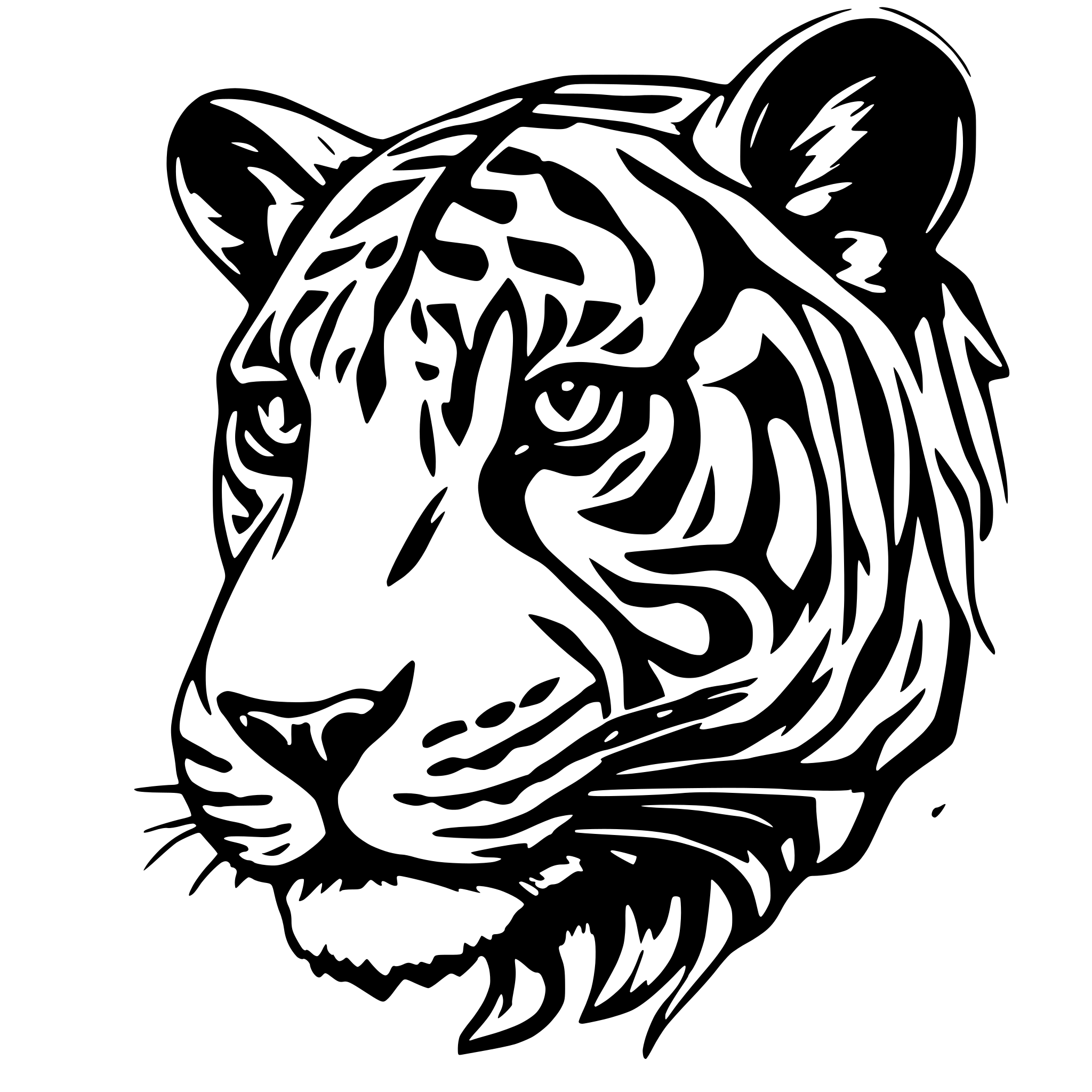 AI-generated SVG of a picasso style of a tiger head