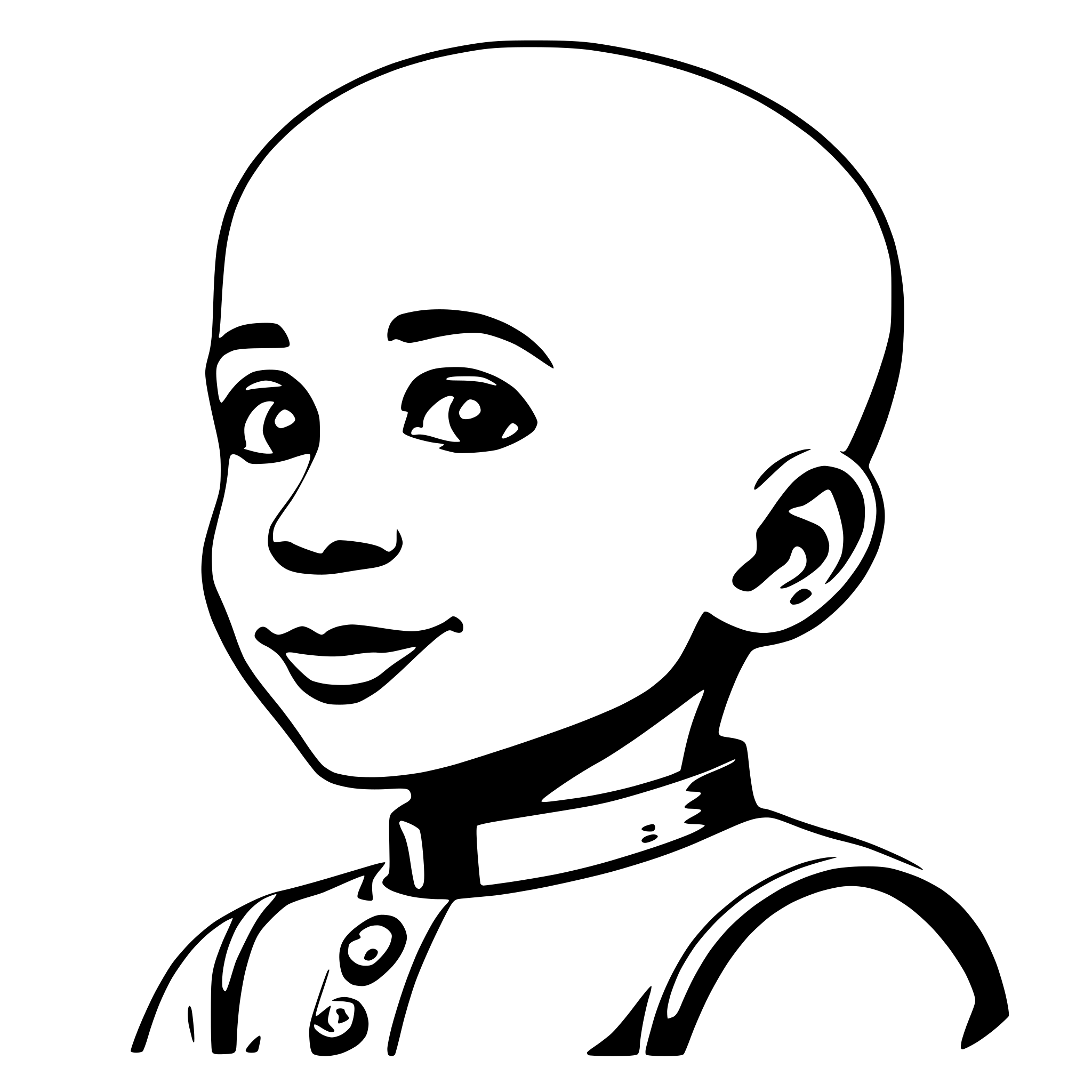 AI-generated SVG of a bald african boy smiling