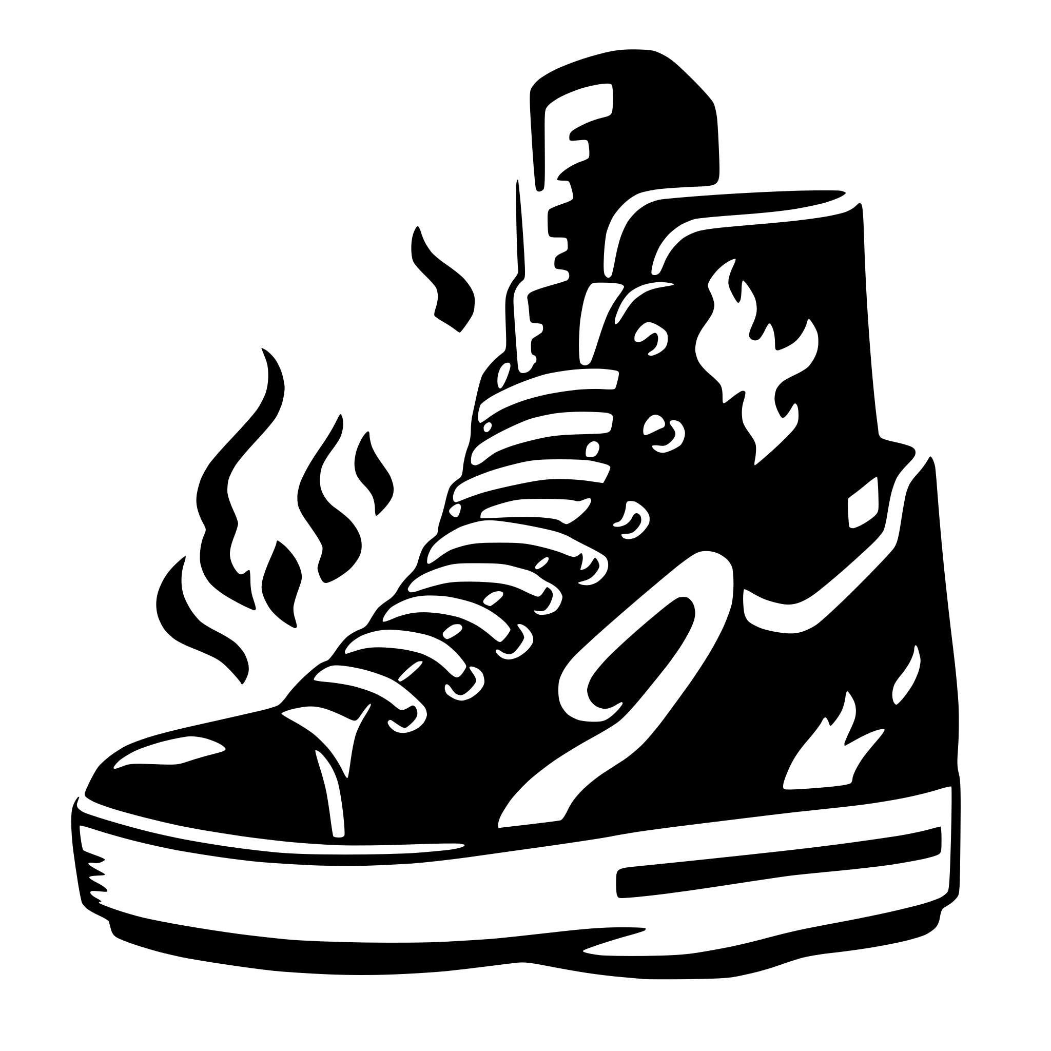 AI-generated SVG of a sneakers with fire
