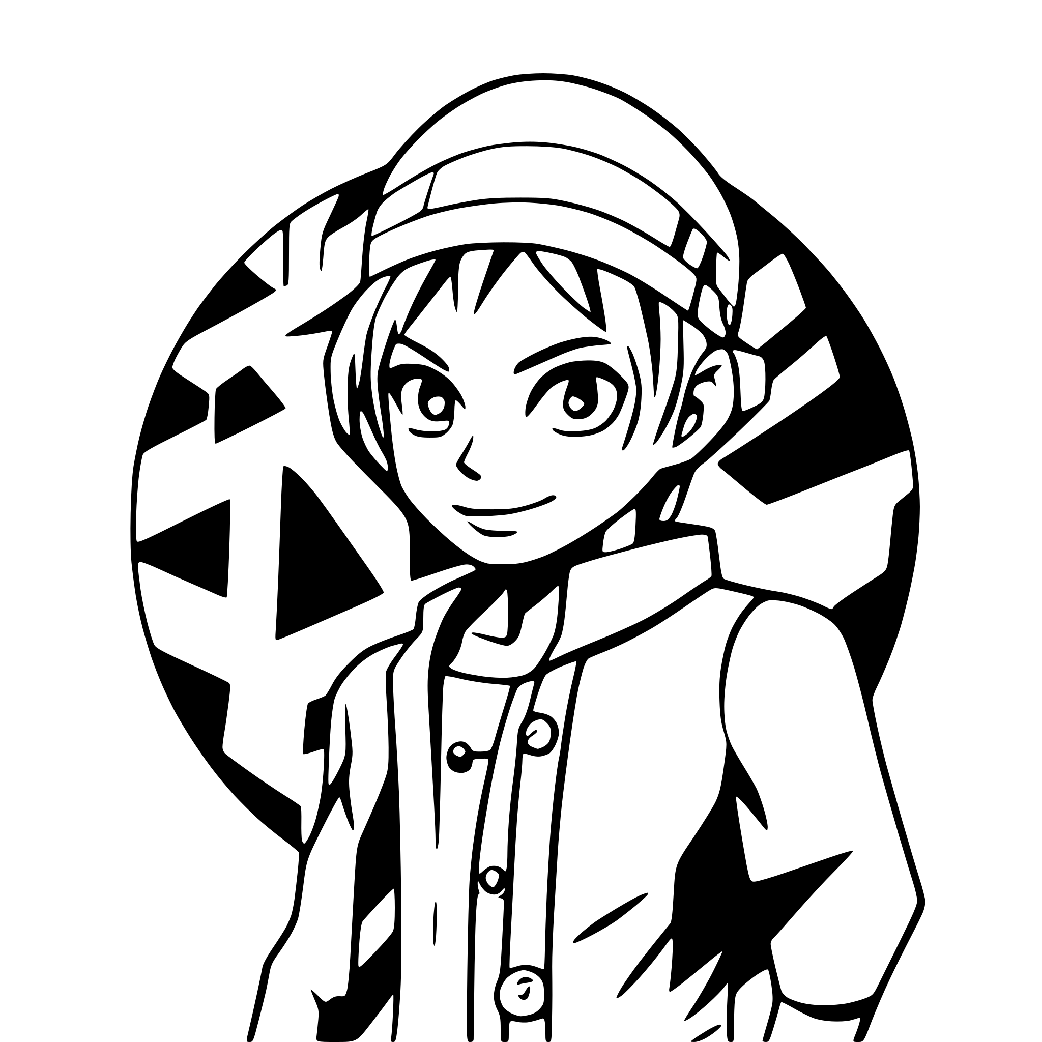 AI-generated SVG of a monkey d. luffy with geometric lines and forms around the motive