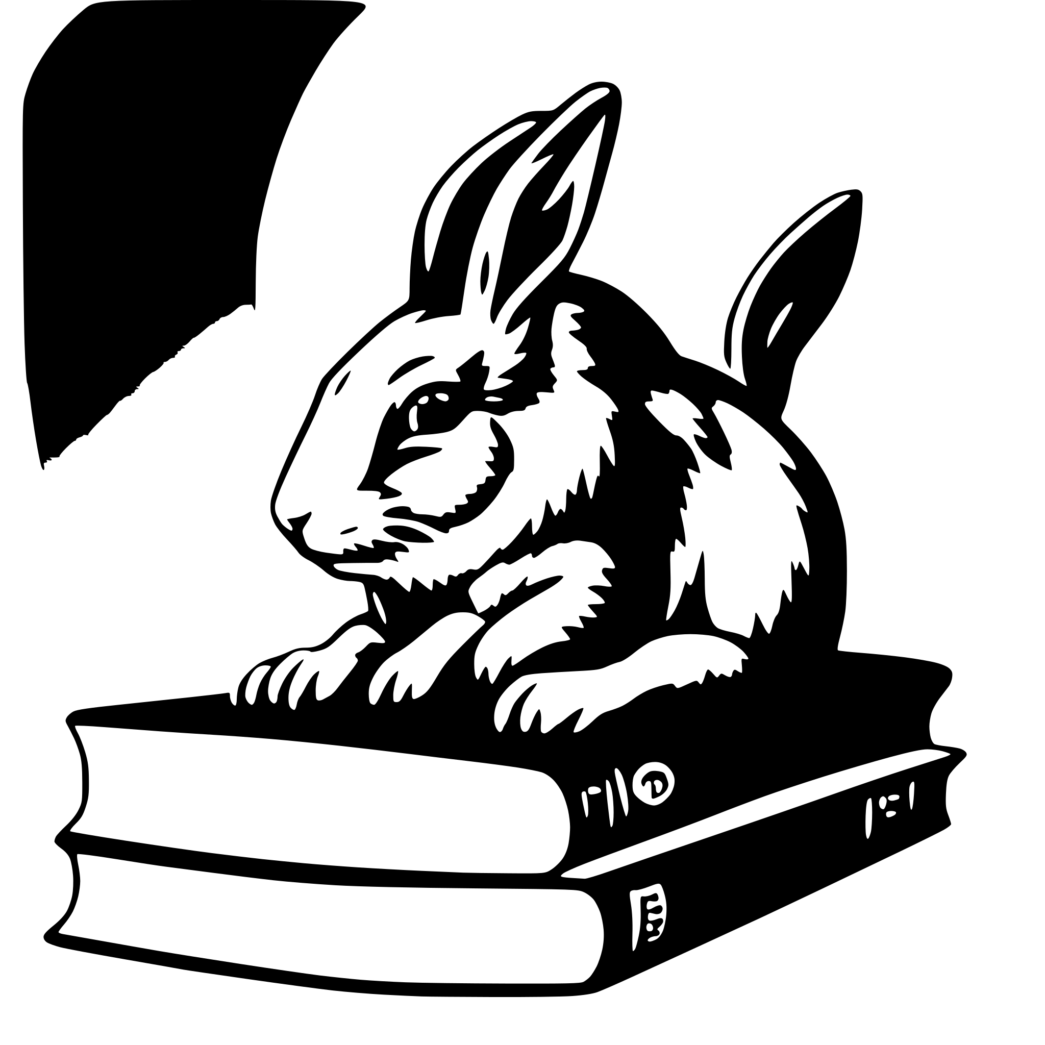 AI-generated SVG of a a bunny reading a long paper coming out of a hat