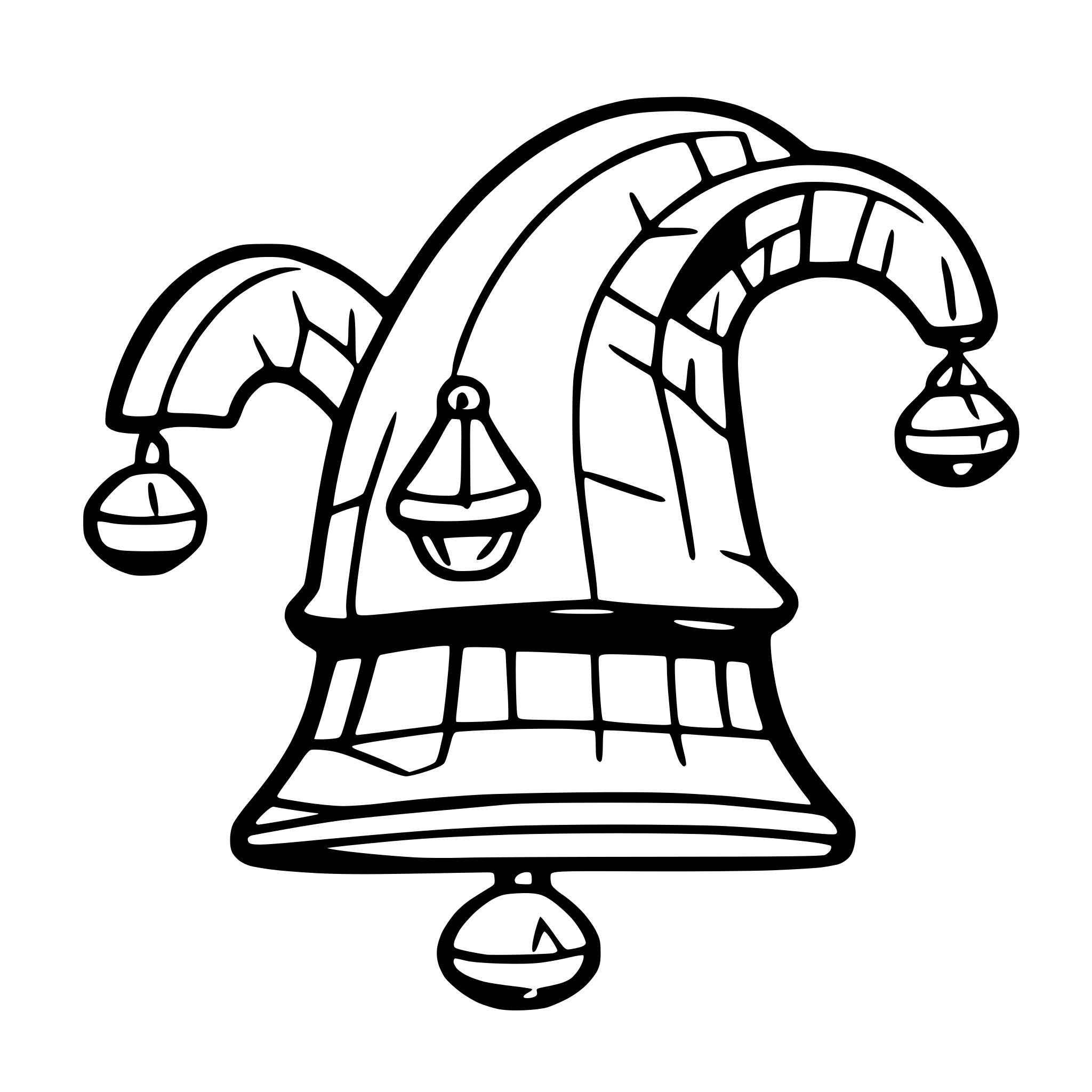 AI-generated SVG of a Court jester hat with 3 bells