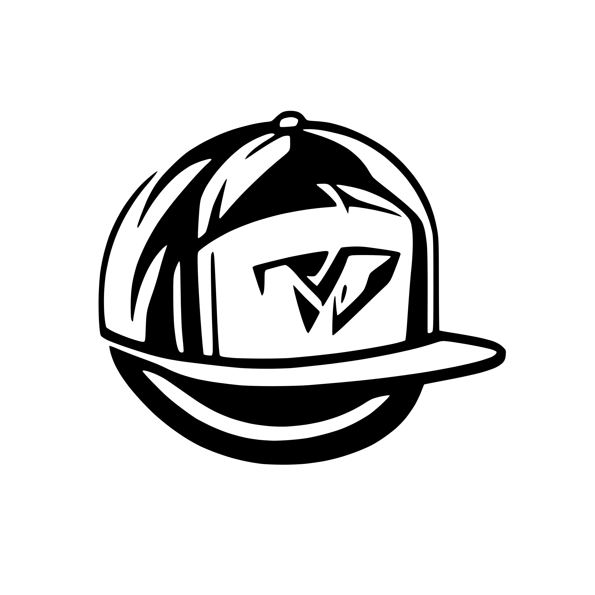 AI-generated SVG of a Hip hop crew mark cap logo black simplified
