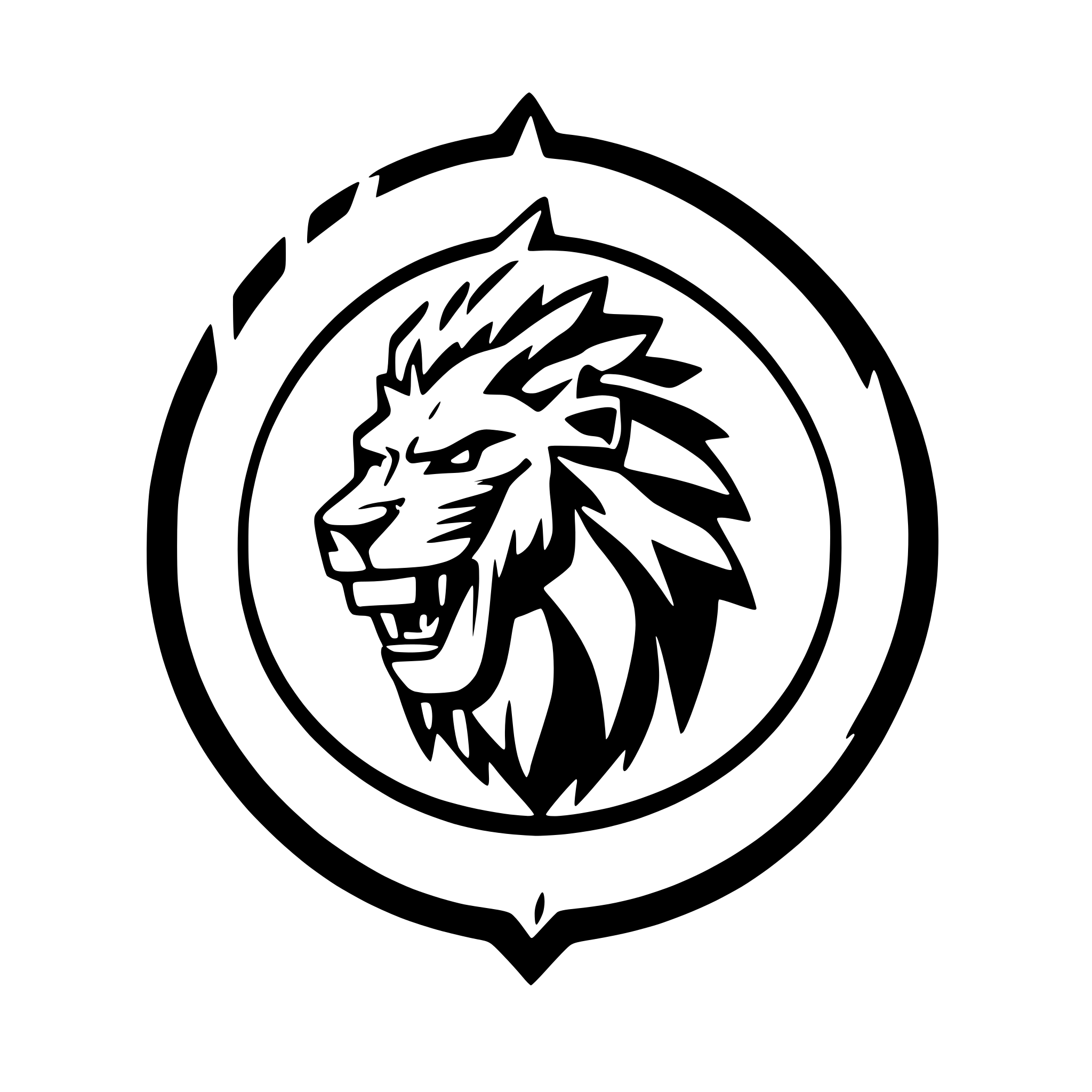 AI-generated SVG of a A roaring lion, automobile themed logo. flames and pace