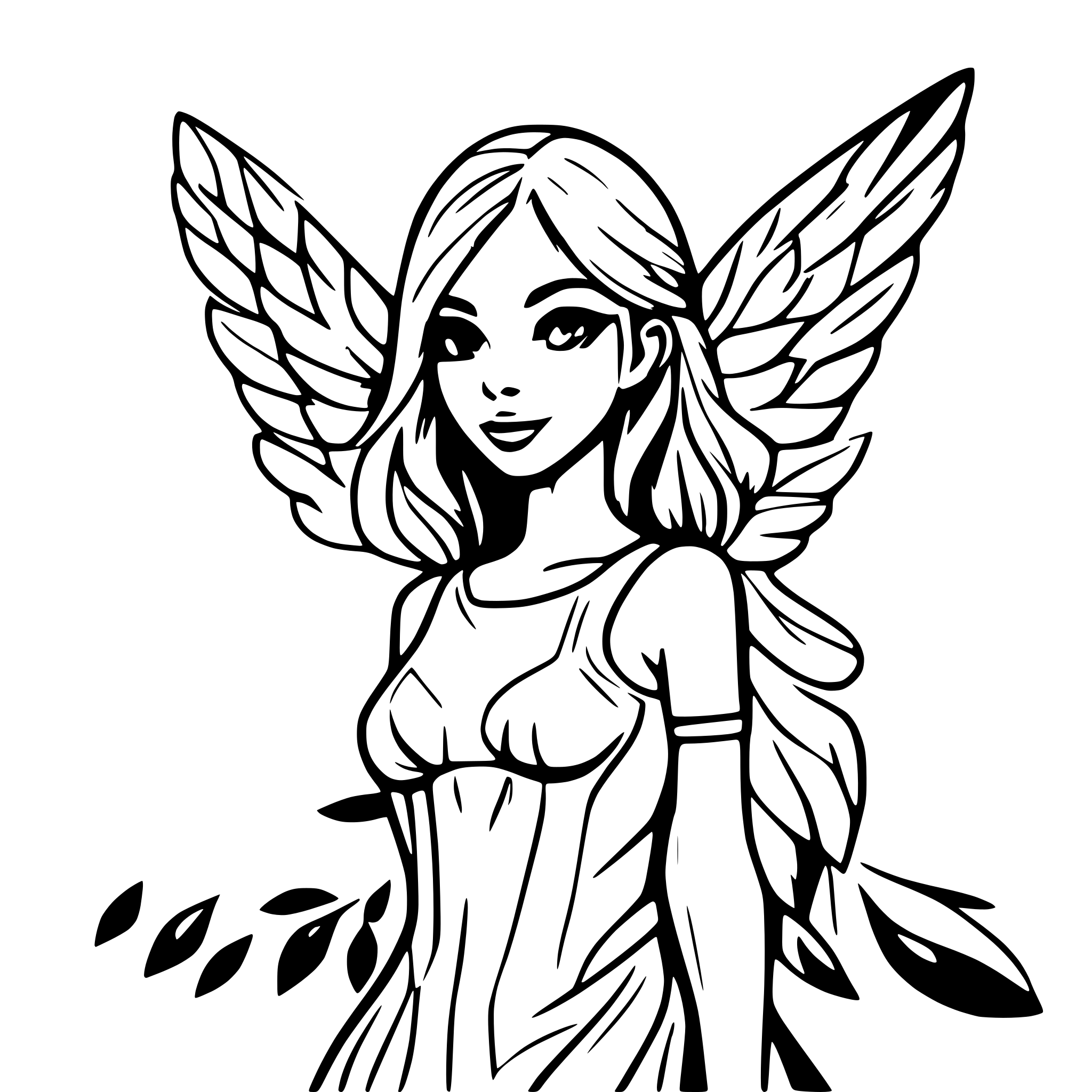 AI-generated SVG of a Generate a female angel with beautiful wings. It should be enchanting, but not too sexy