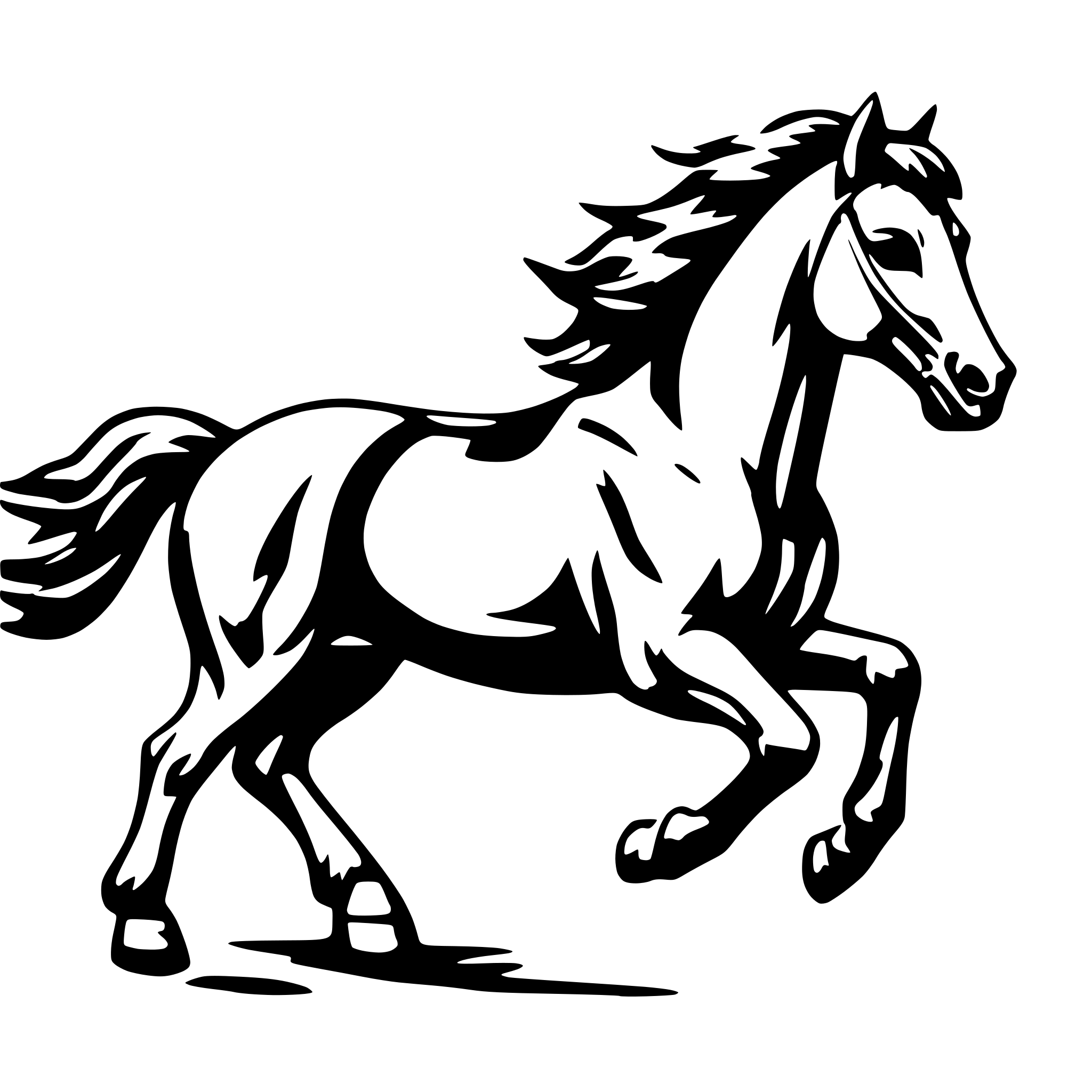 AI-generated SVG of 'one galloping horse'