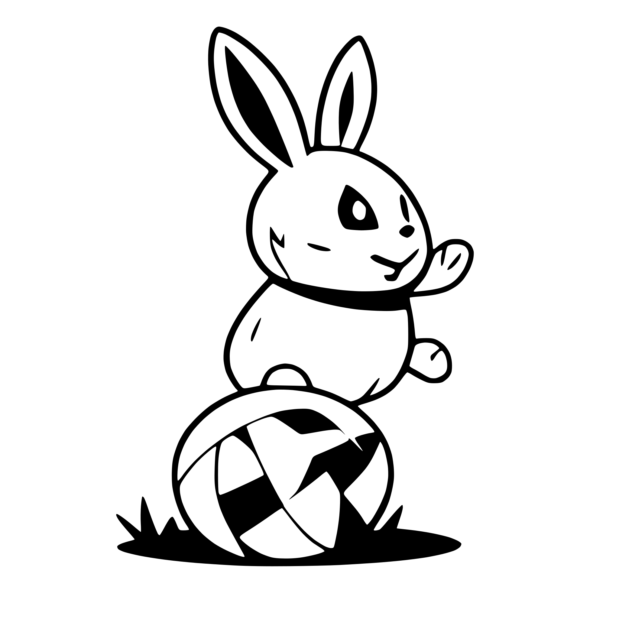AI-generated SVG of a show bunny jumping over an easter egg