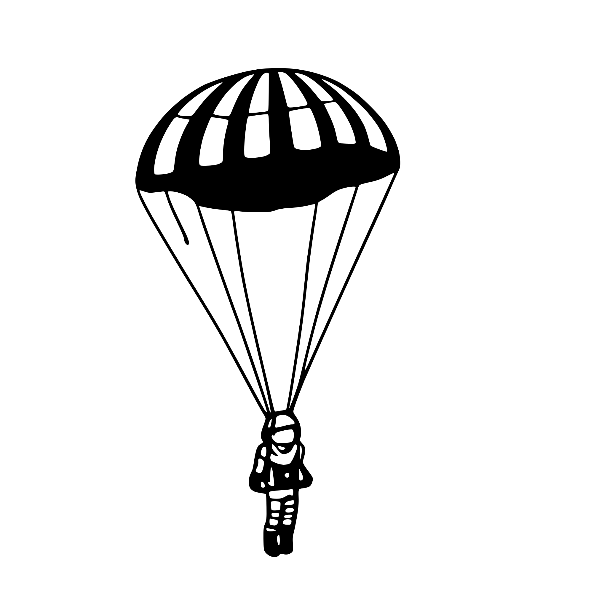 AI-generated SVG of 'parachutist descending slowly'