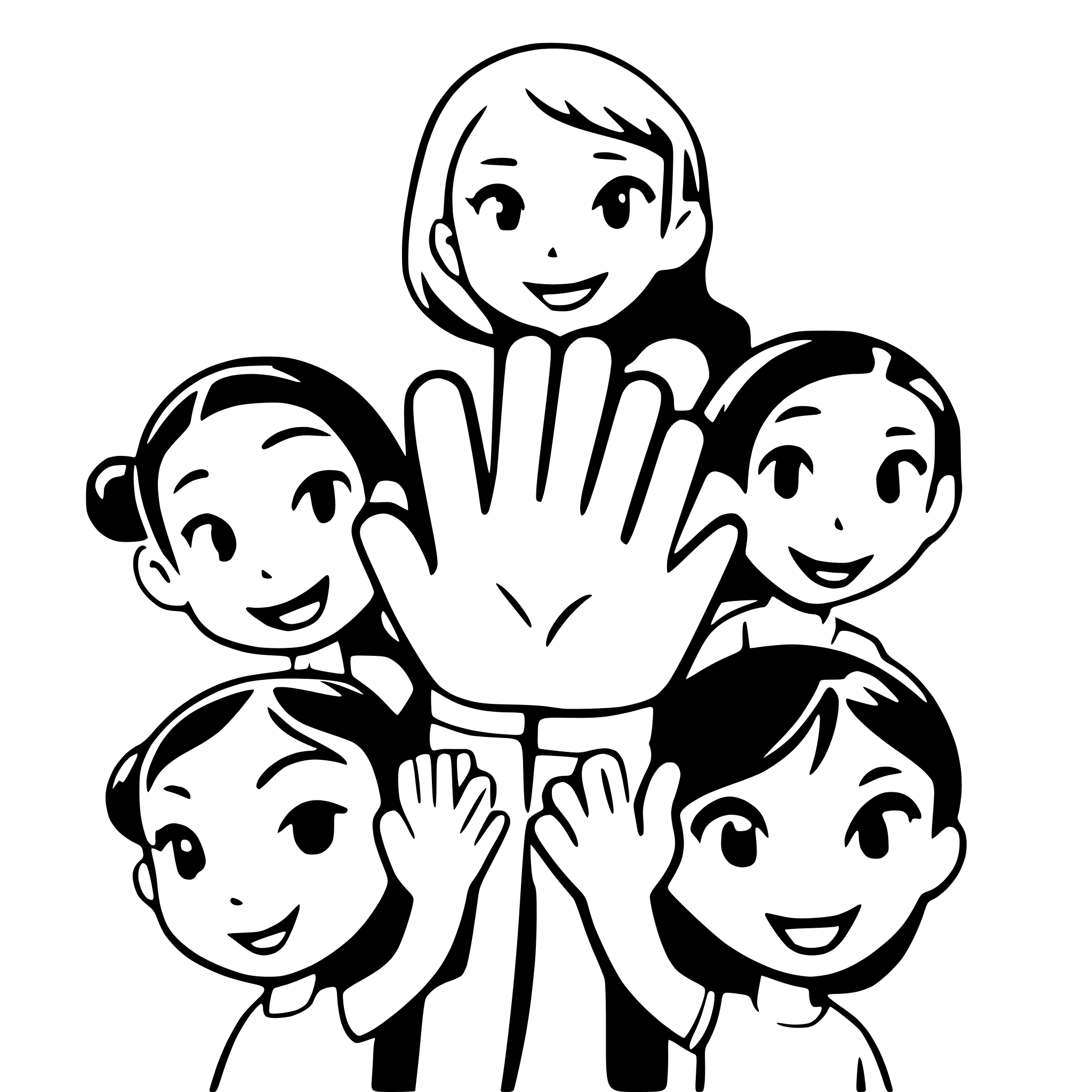 AI-generated SVG of a 12 boys and girls holdng hands