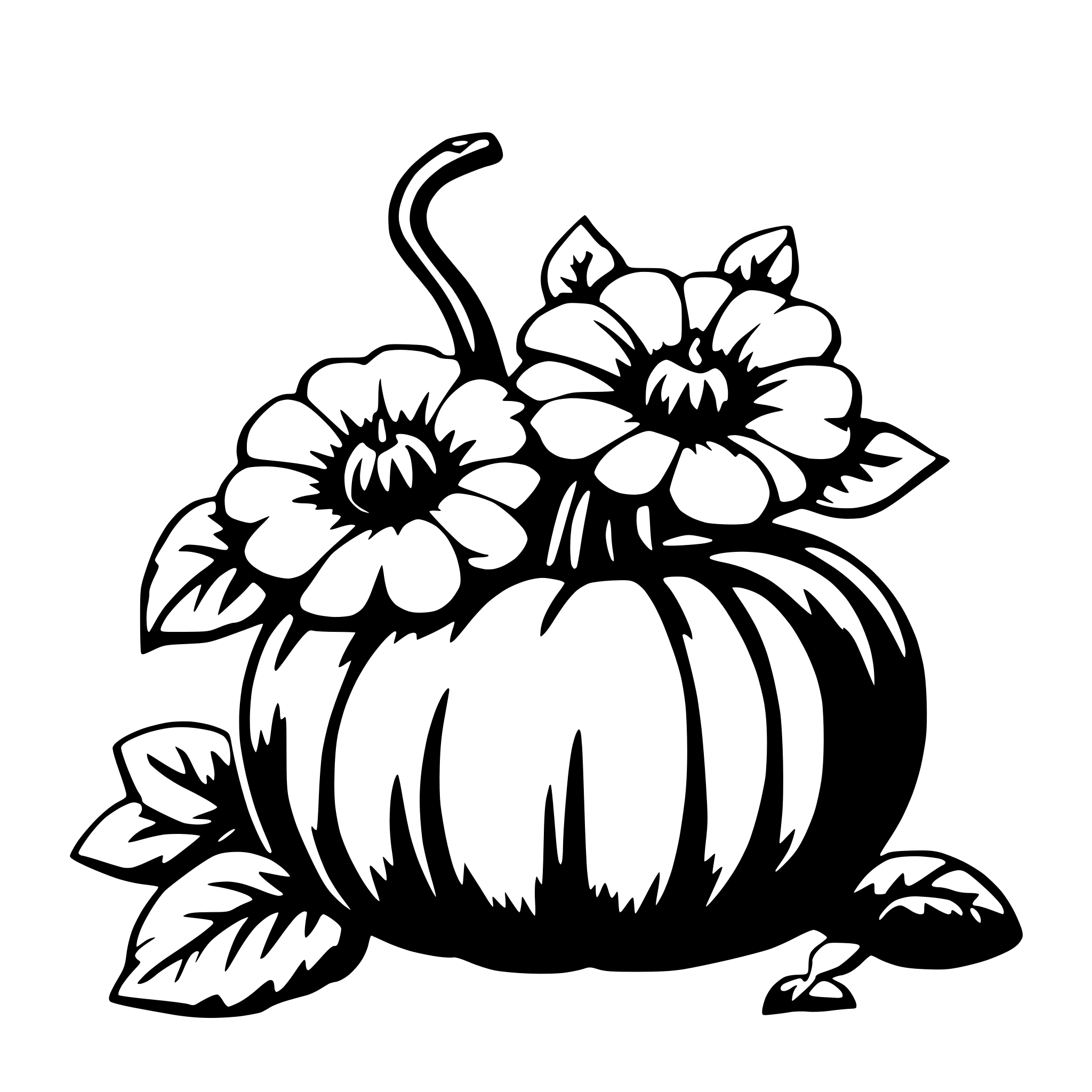 AI-generated SVG of a pumpkin with flowers
