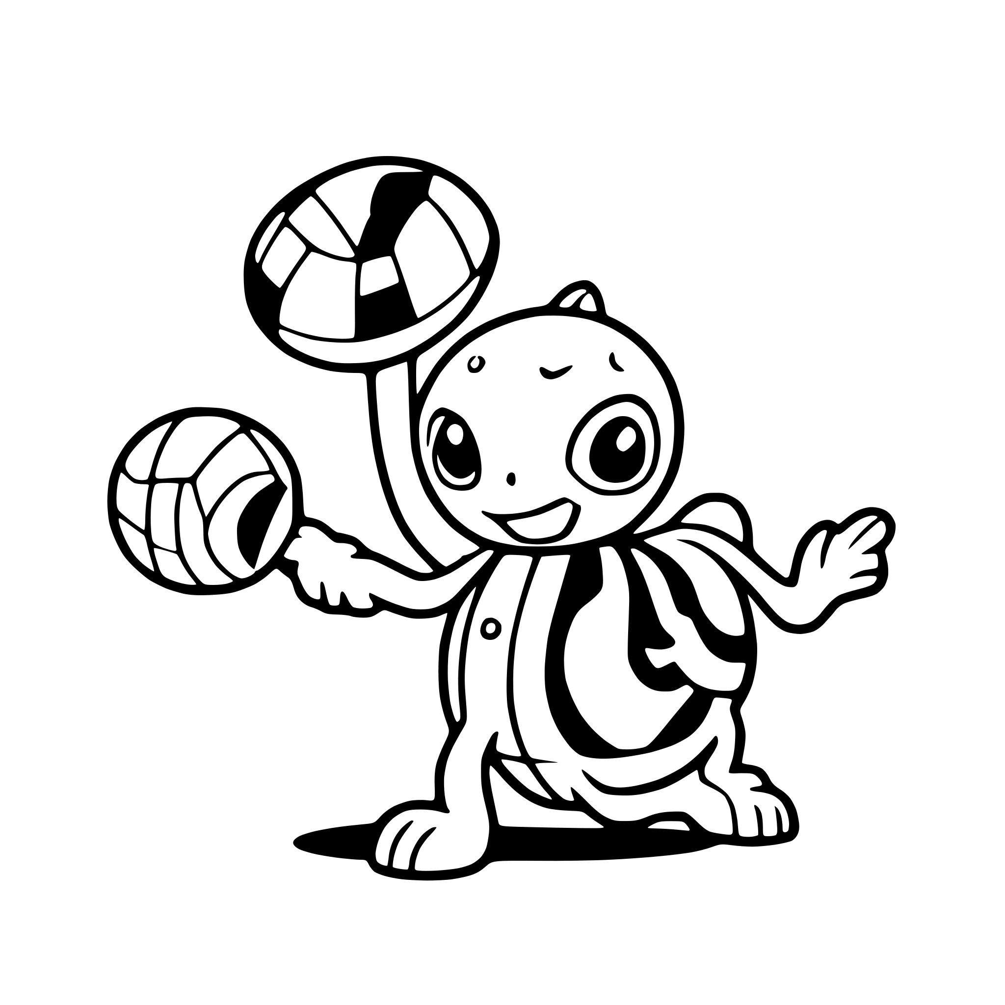 AI-generated SVG of a a friendly octopus juggling beach balls