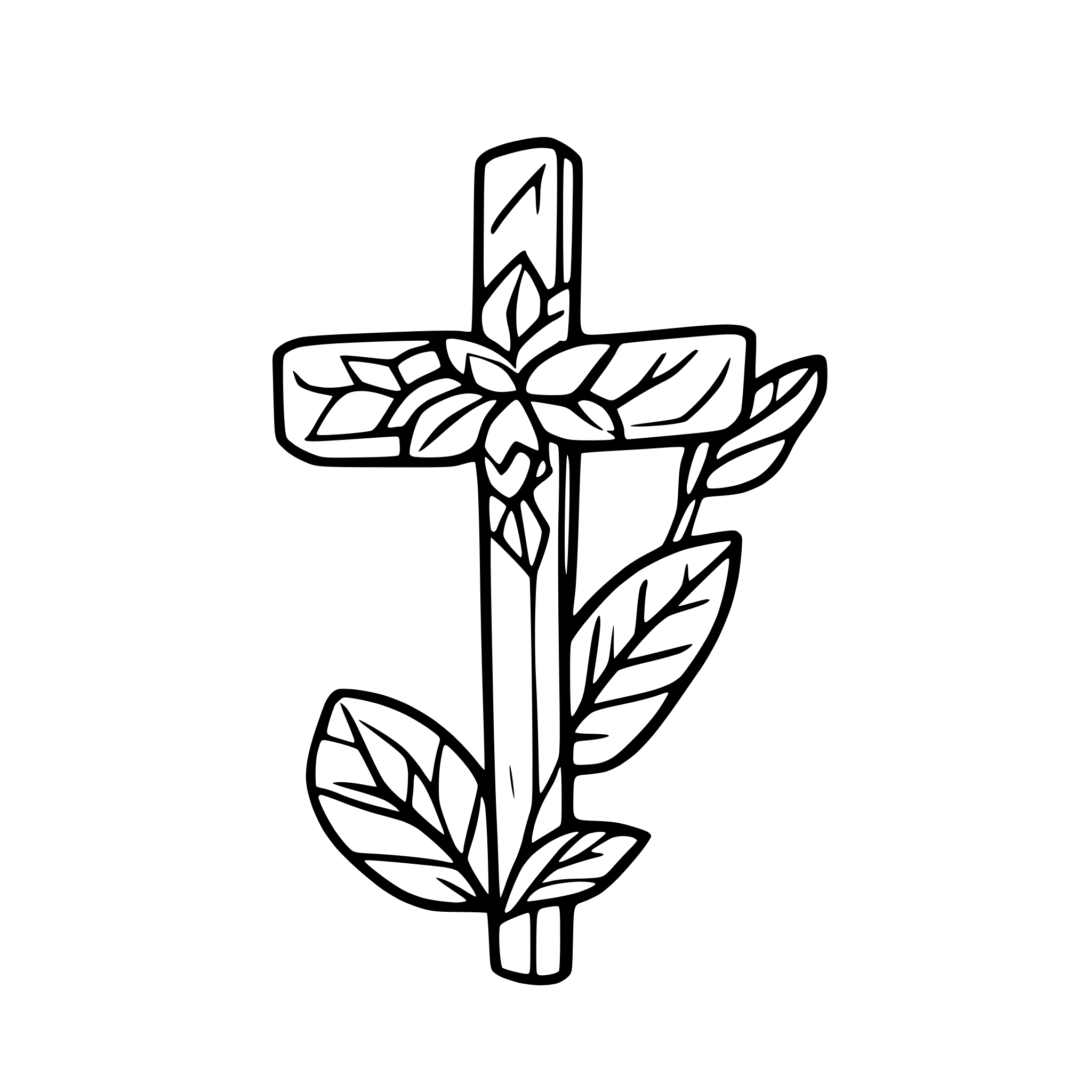 AI-generated SVG of a cross with flowers