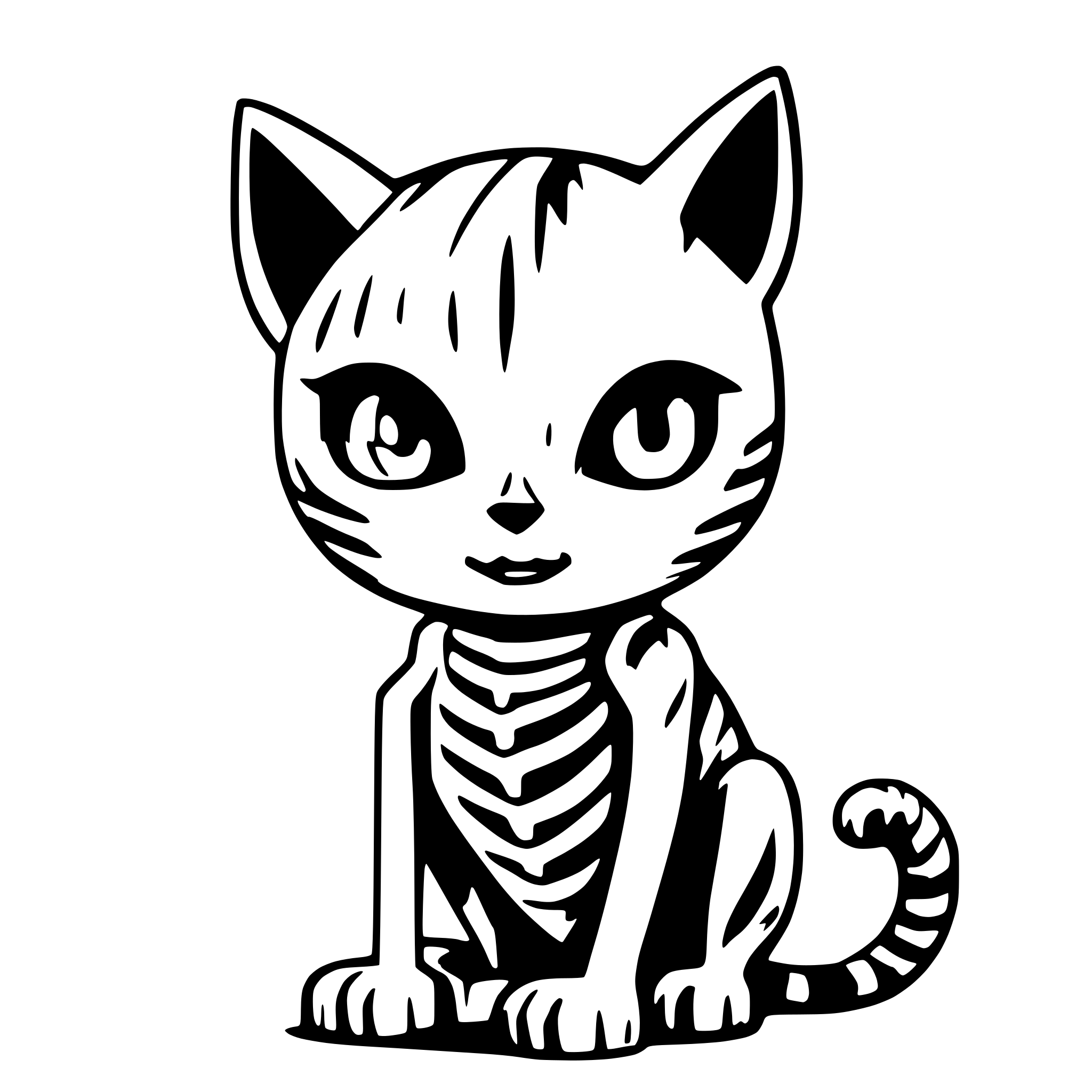 AI-generated SVG of a Generate a skeleton in the shape of a cat.