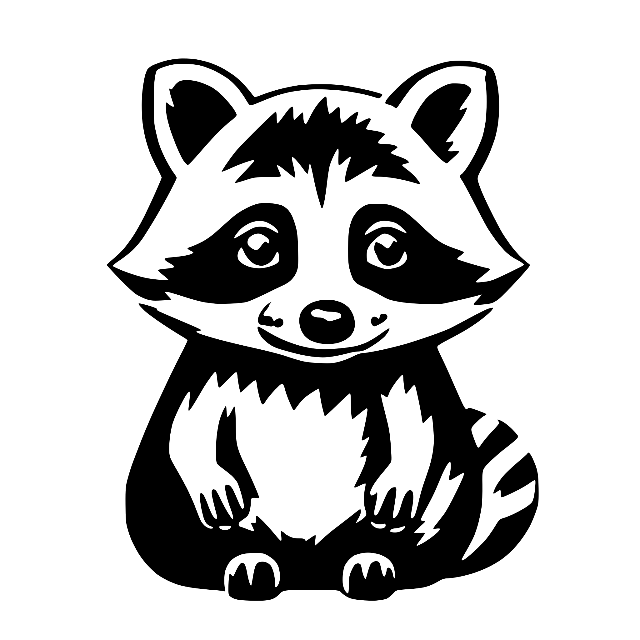 AI-generated SVG of 'a solid cute and friendly raccoon. no decorations, no fur details. mainly solid coloured surfaces.'