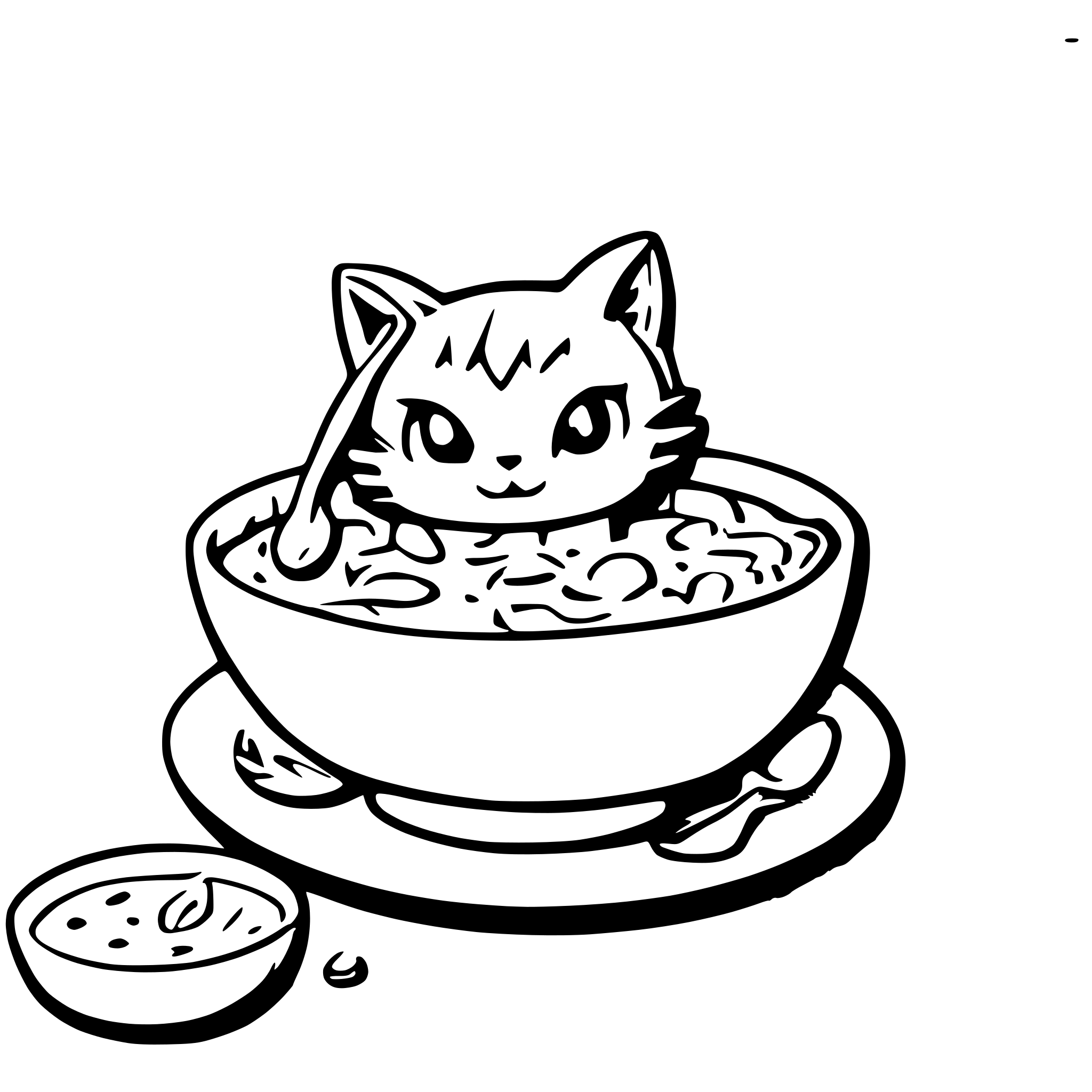 AI-generated SVG of 'kitties eating soup'