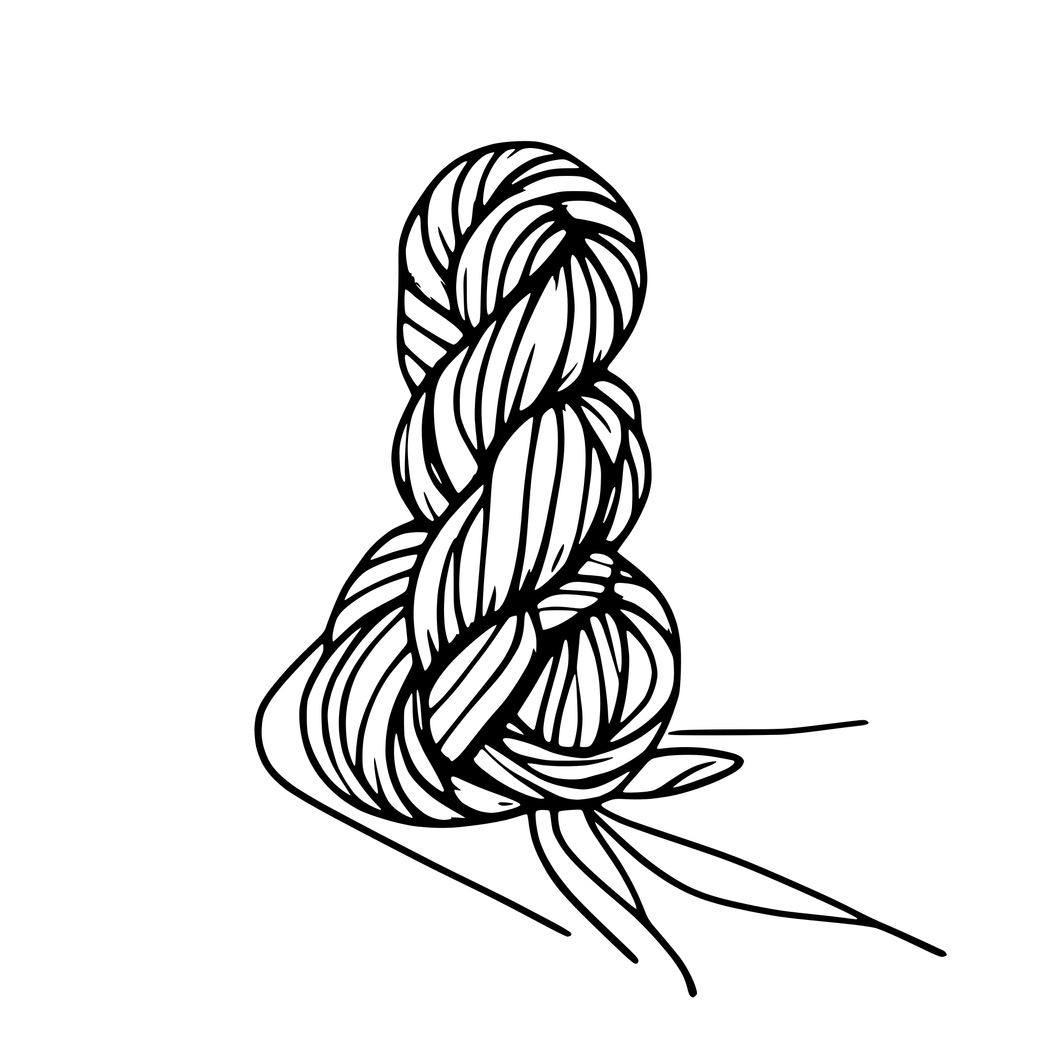 AI-generated SVG of a skein of yarn with end trailing downward