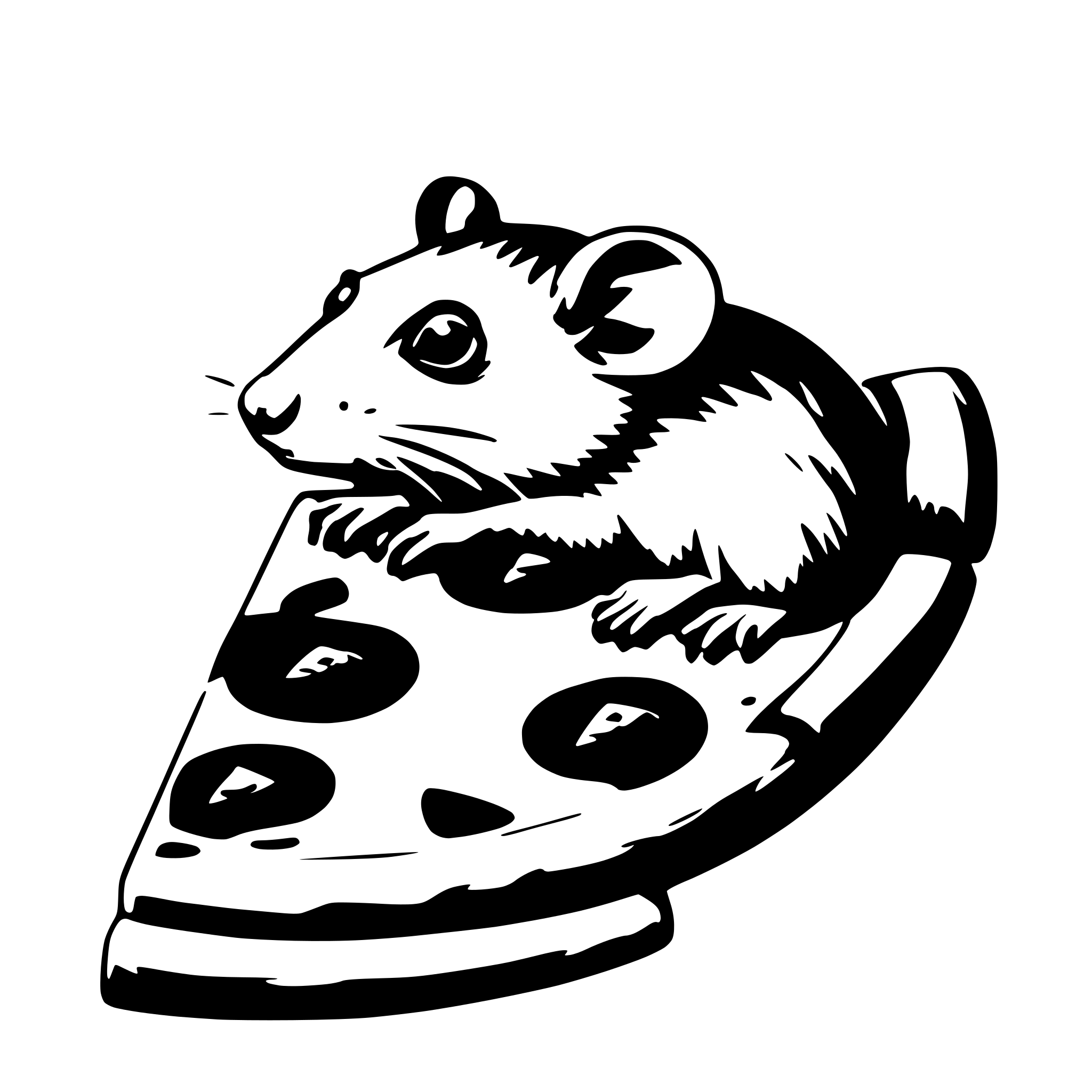 AI-generated SVG of 'pizza slice rat'