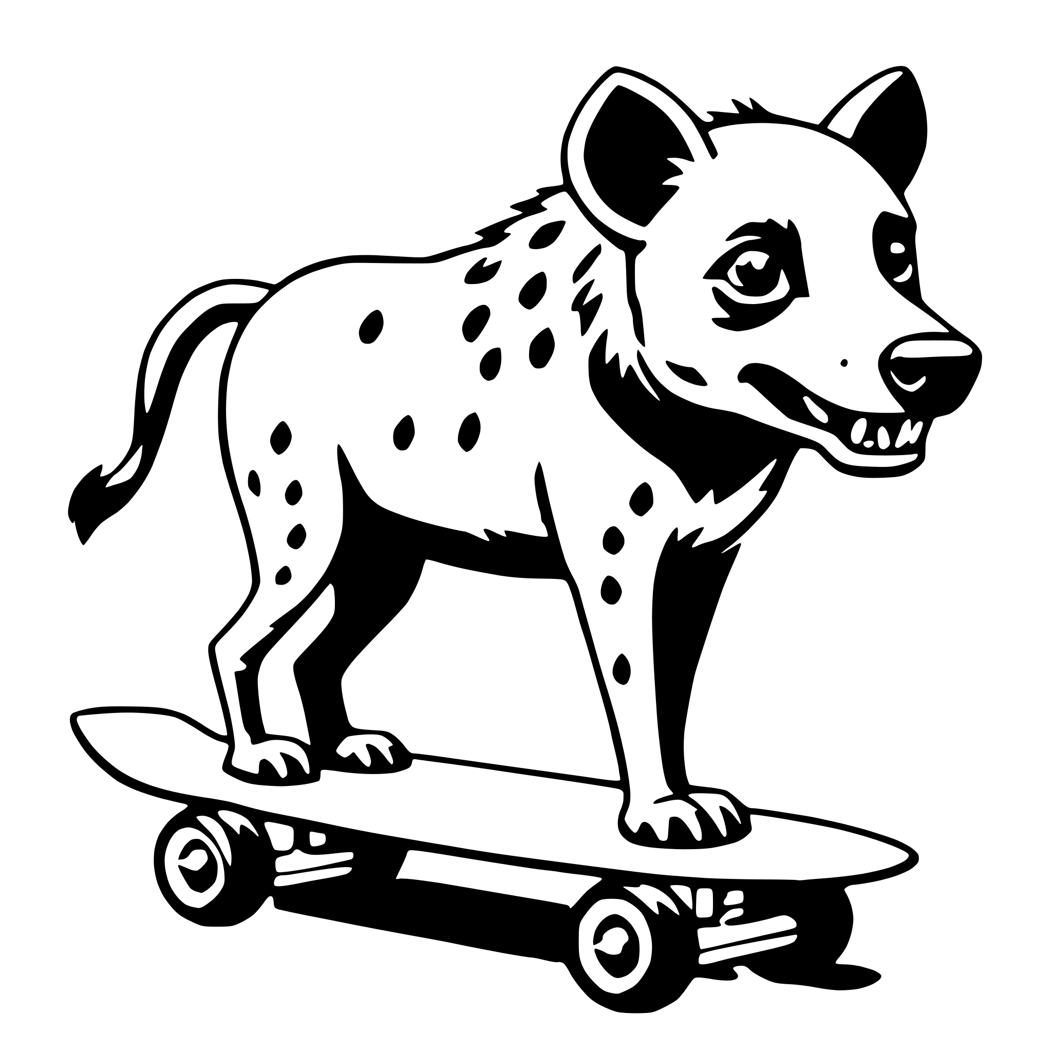 AI-generated SVG of a hyena with skateboard