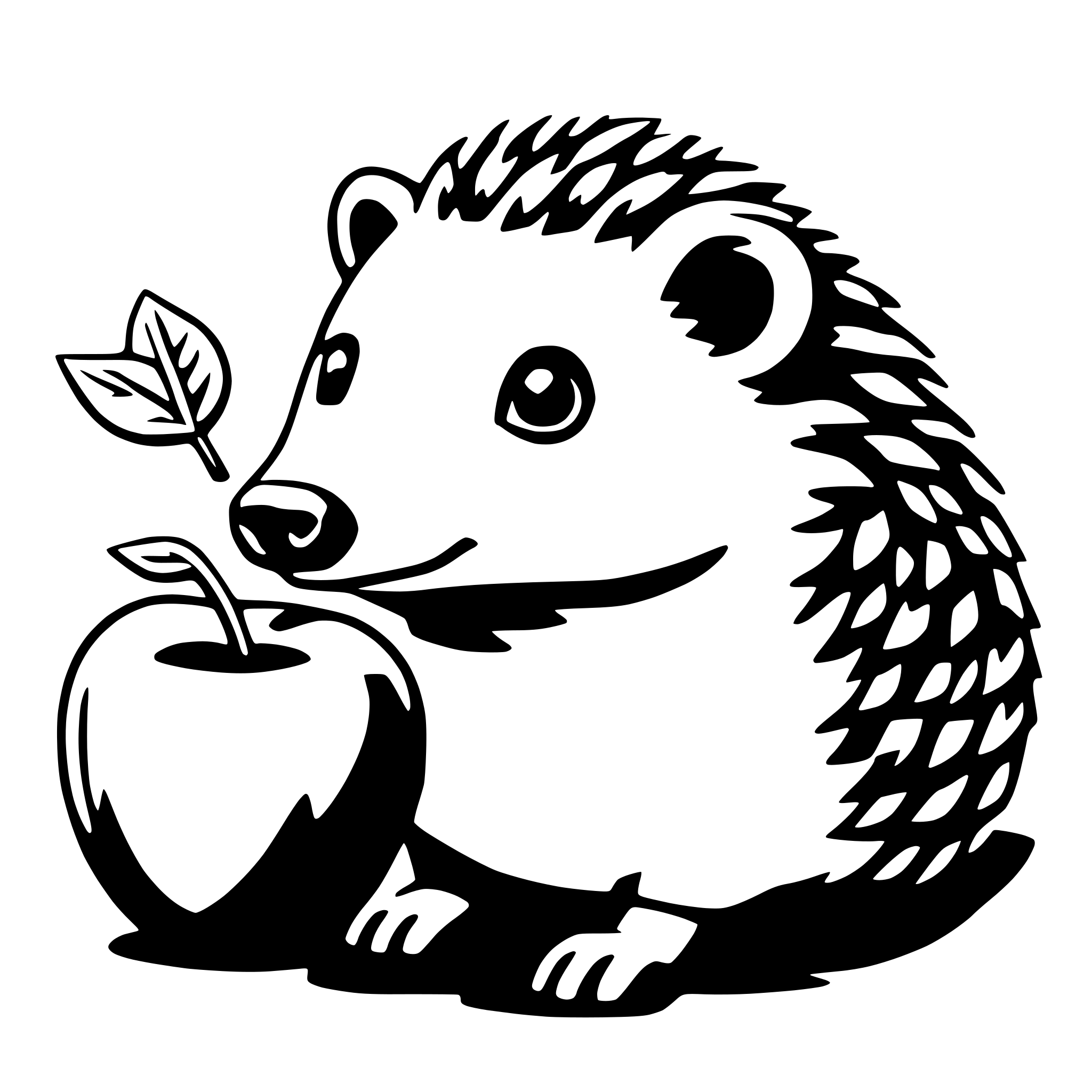 AI-generated SVG of a hedgehog with apple