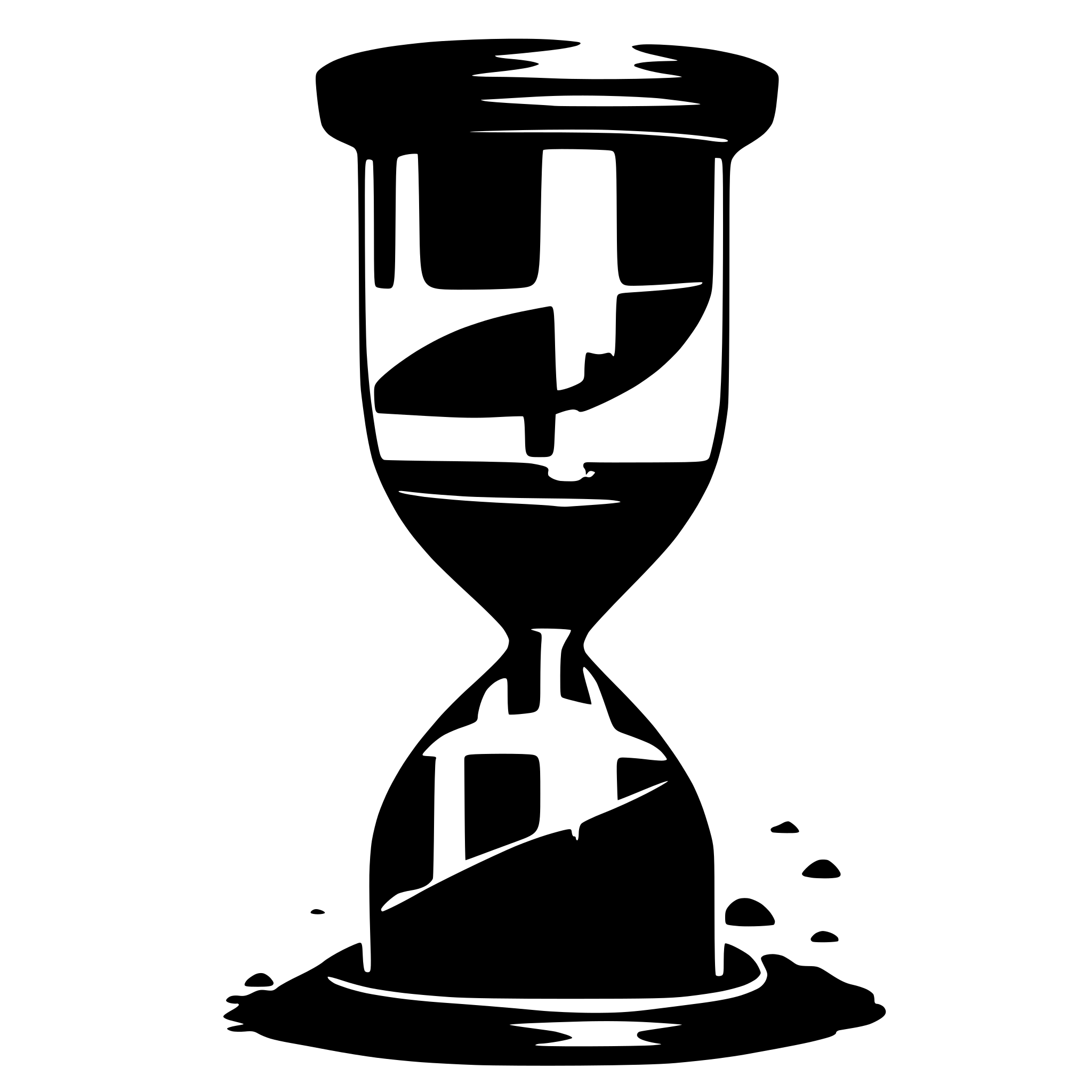 AI-generated SVG of 'hourglass filled with black sand'