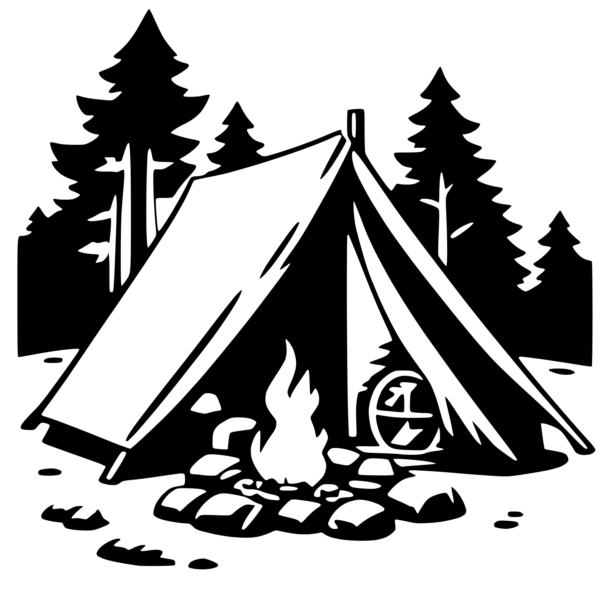 AI-generated SVG of 'tent and campfire'