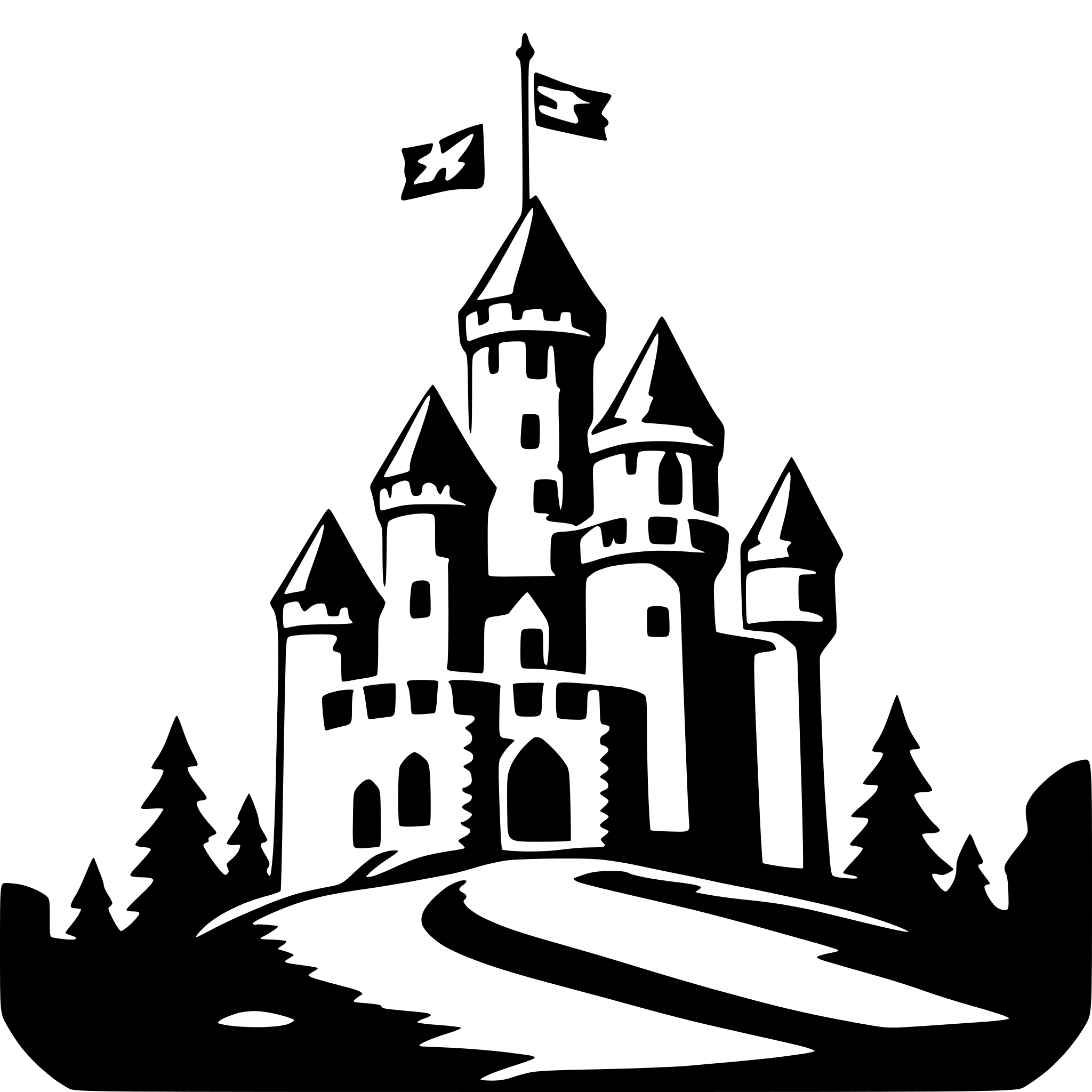 AI-generated SVG of 'castle with flags'