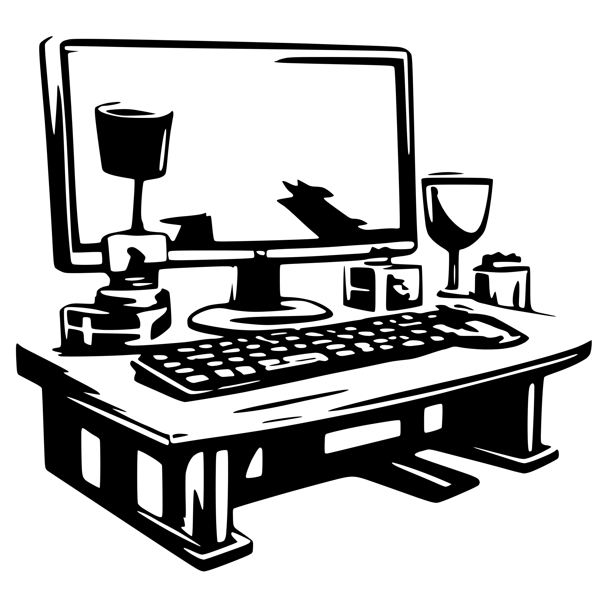 AI-generated SVG of a A dual-monitor desktop setup with a keyboard and mouse. AI-generated SVG of a A dual-monitor desktop setup with a keyboard and mouse.
