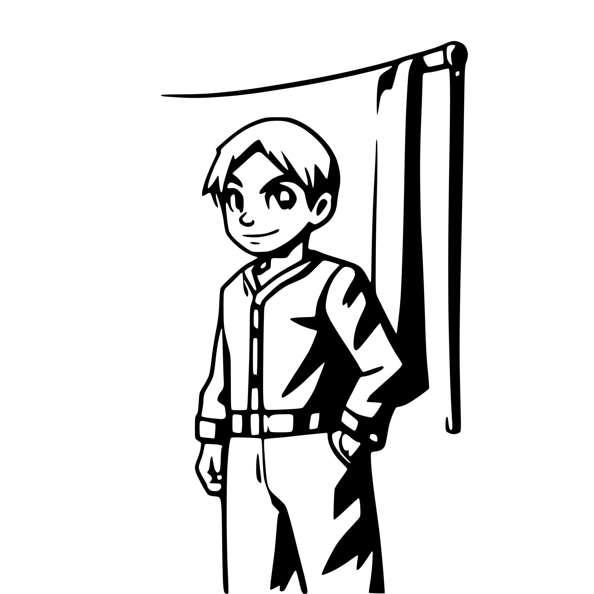 AI-generated SVG of a cartoon style, man, orange prisonner cloth, looking at right