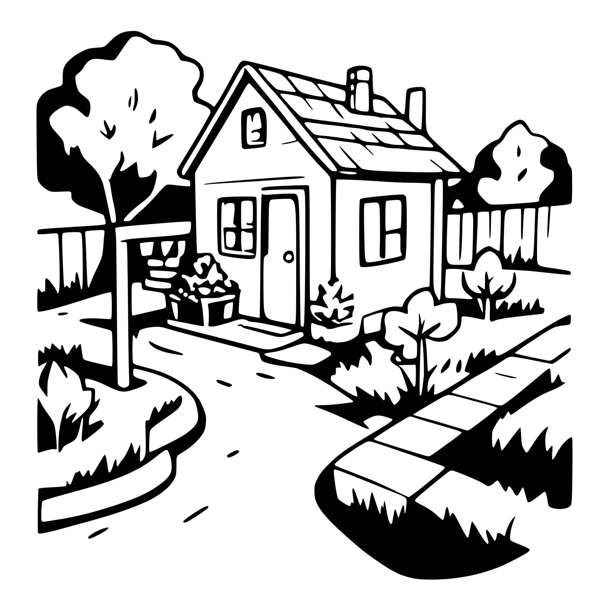 AI-generated SVG of 'little house garden pong'