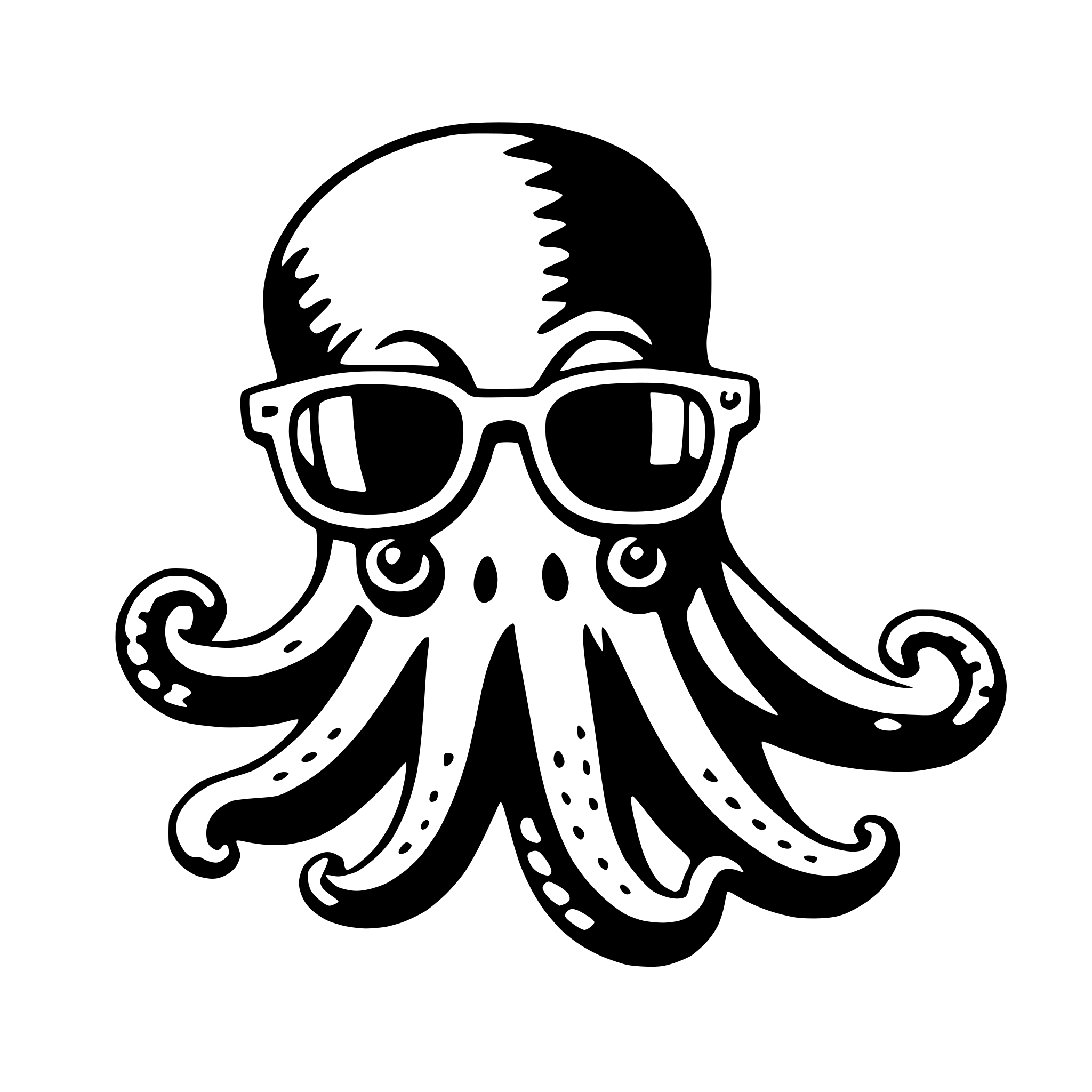 AI-generated SVG of a octopus with sunglasses