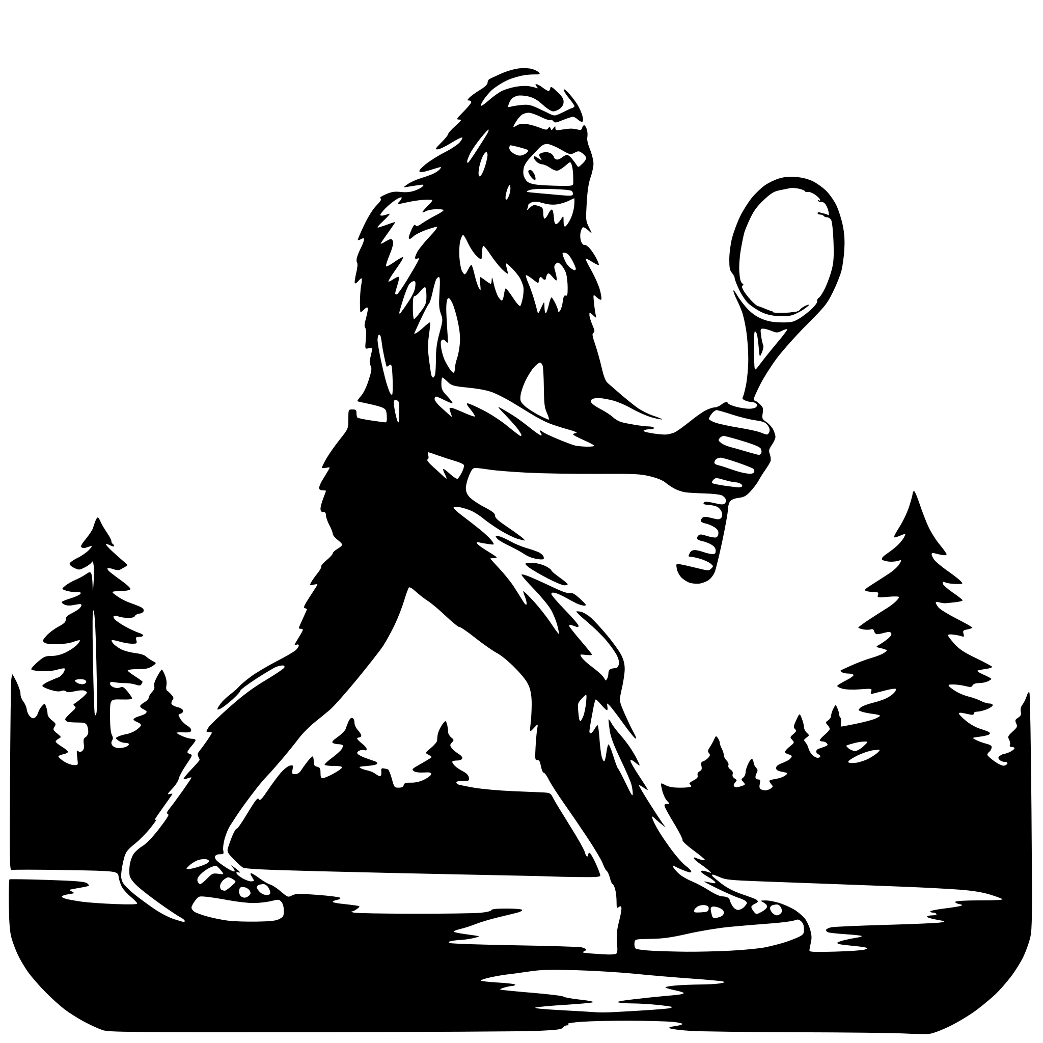 AI-generated SVG of 'Sasquatch with tennis racket'
