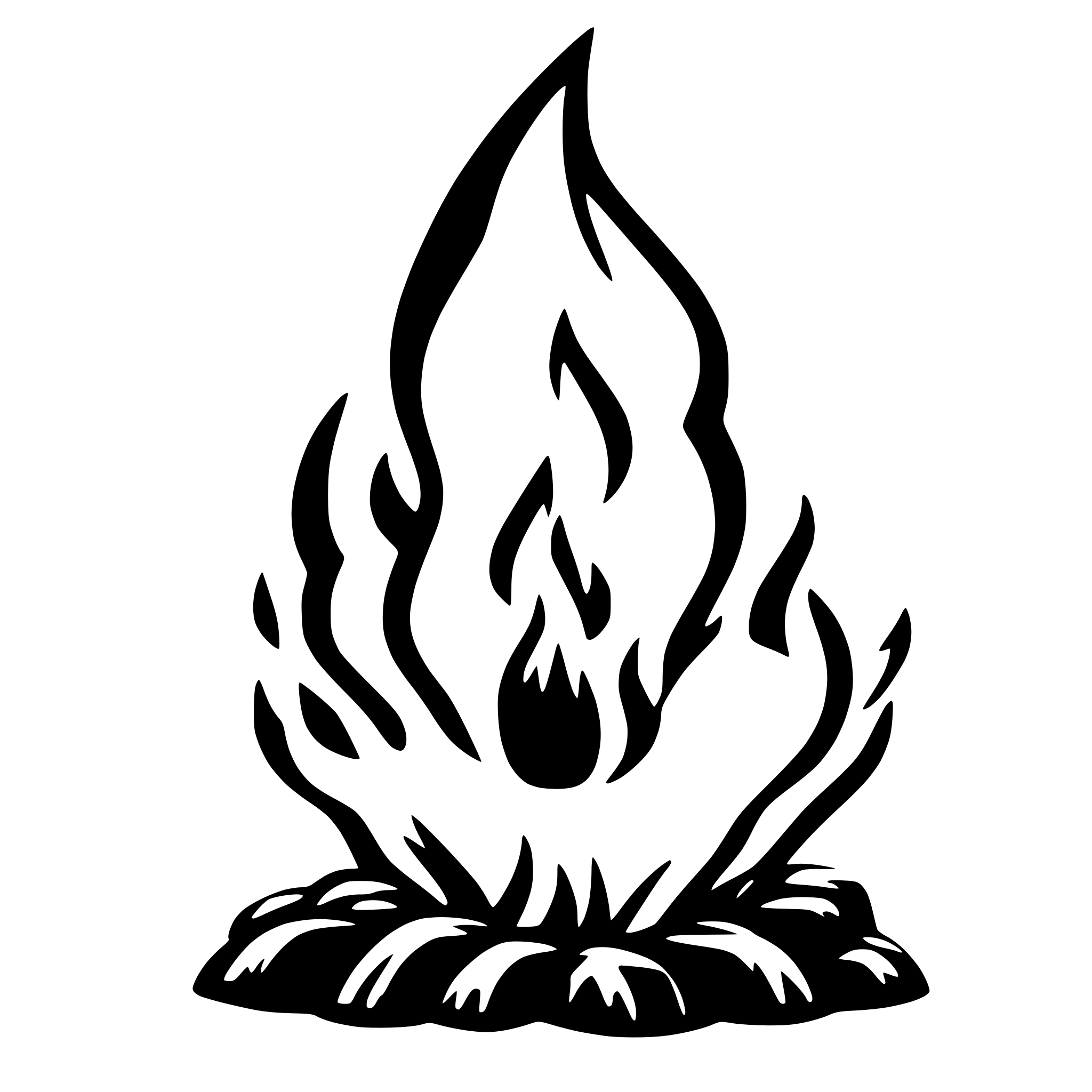 AI-generated SVG of 'A small flame with several tongues of fire'