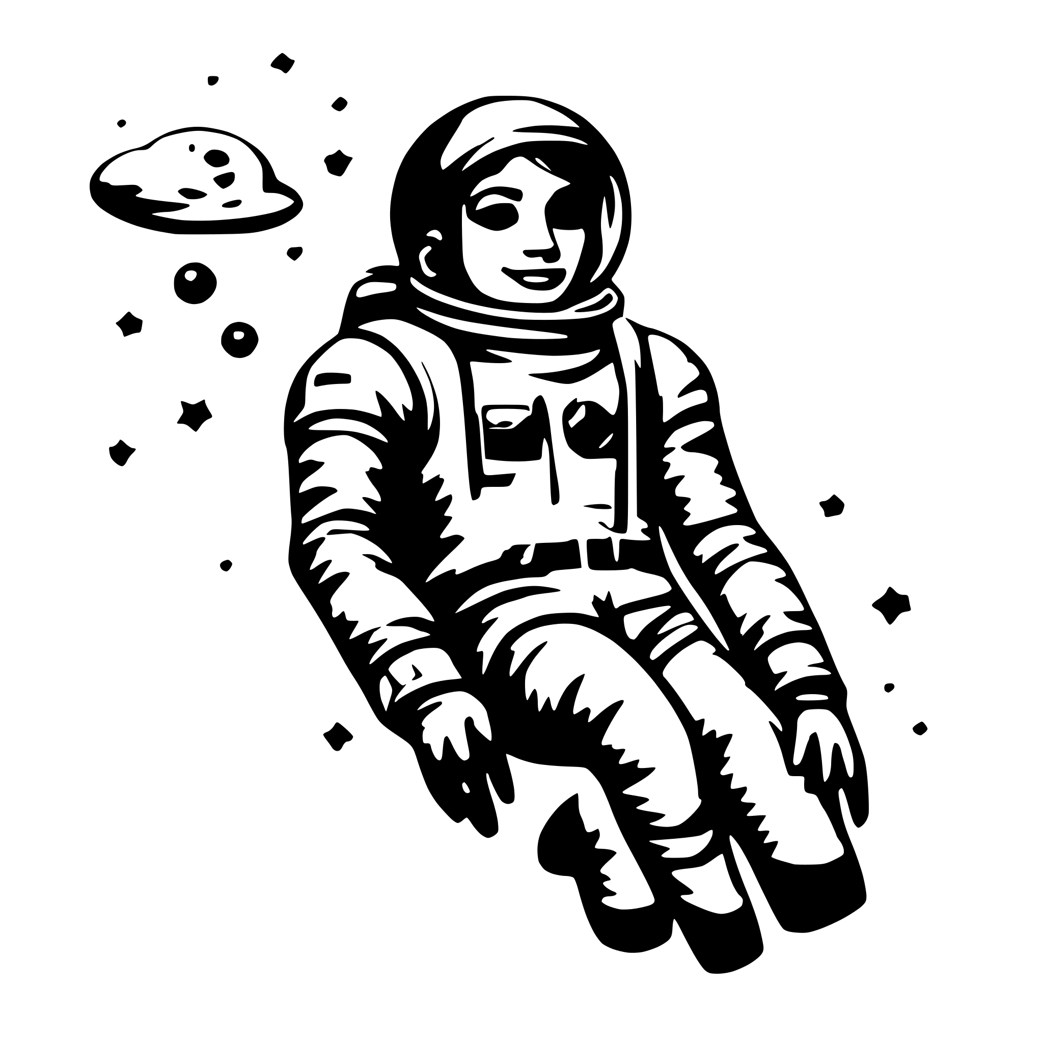 AI-generated SVG of a astronaut floating between stars