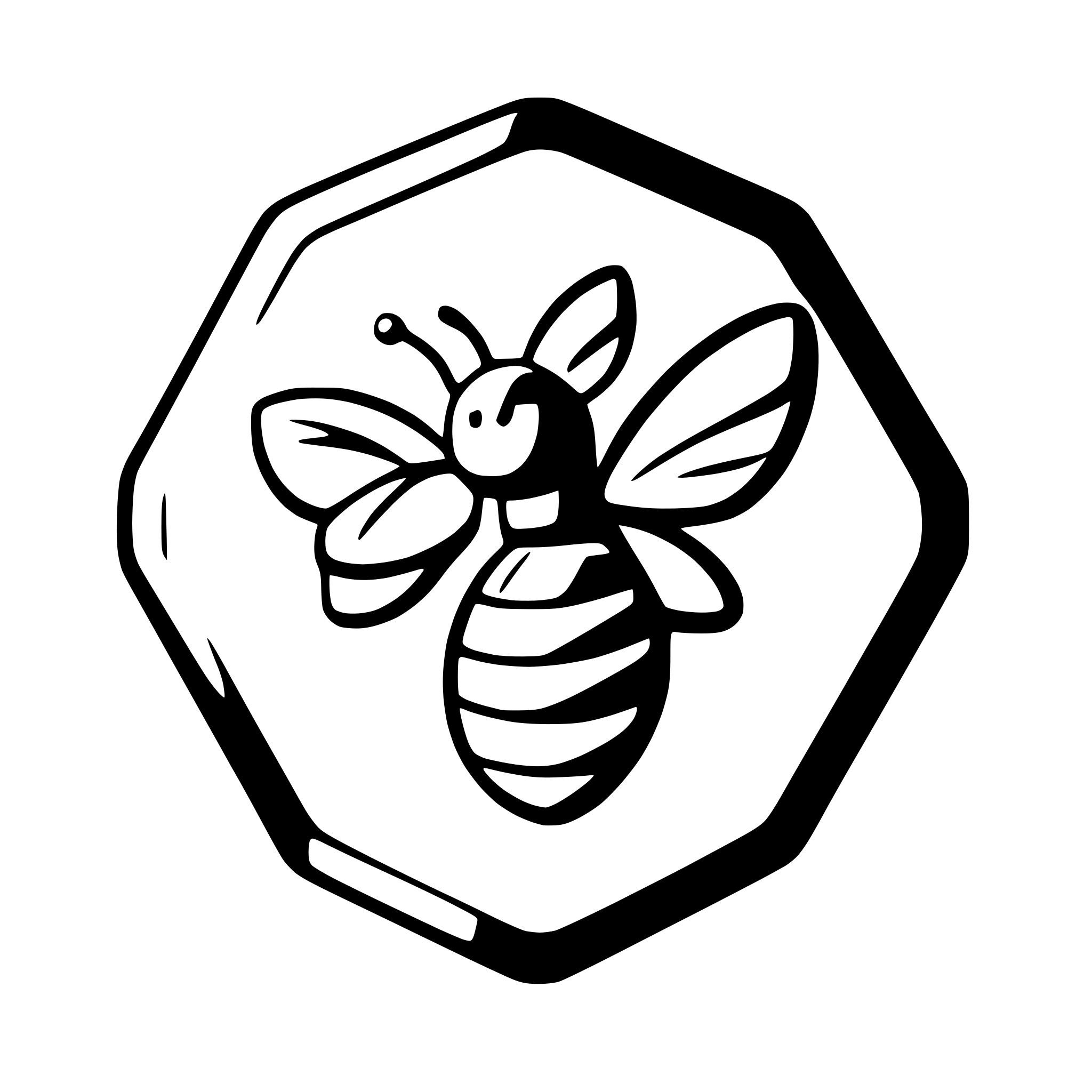 AI-generated SVG of 'simple bee with hexagon wings'