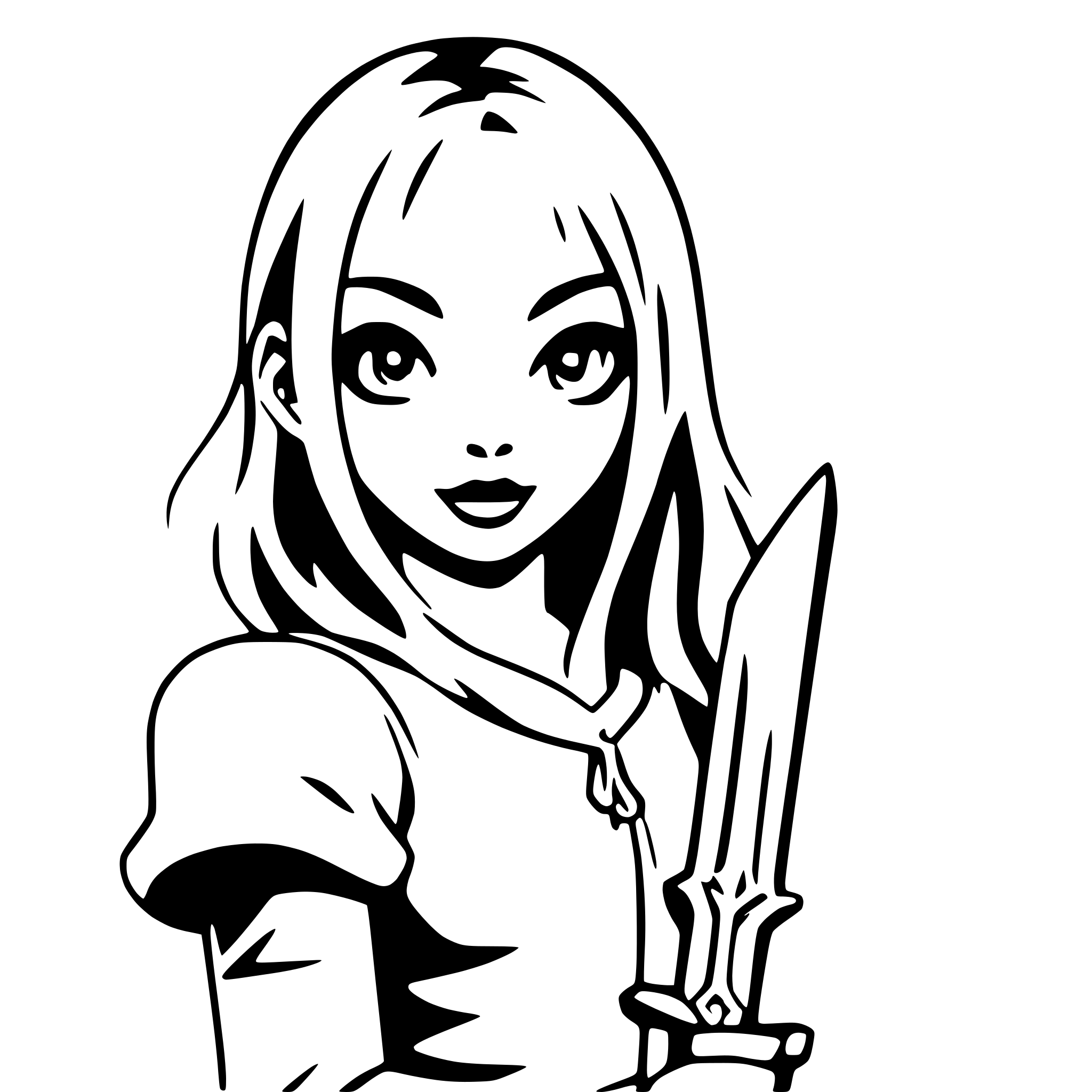 AI-generated SVG of a girl with shining sword