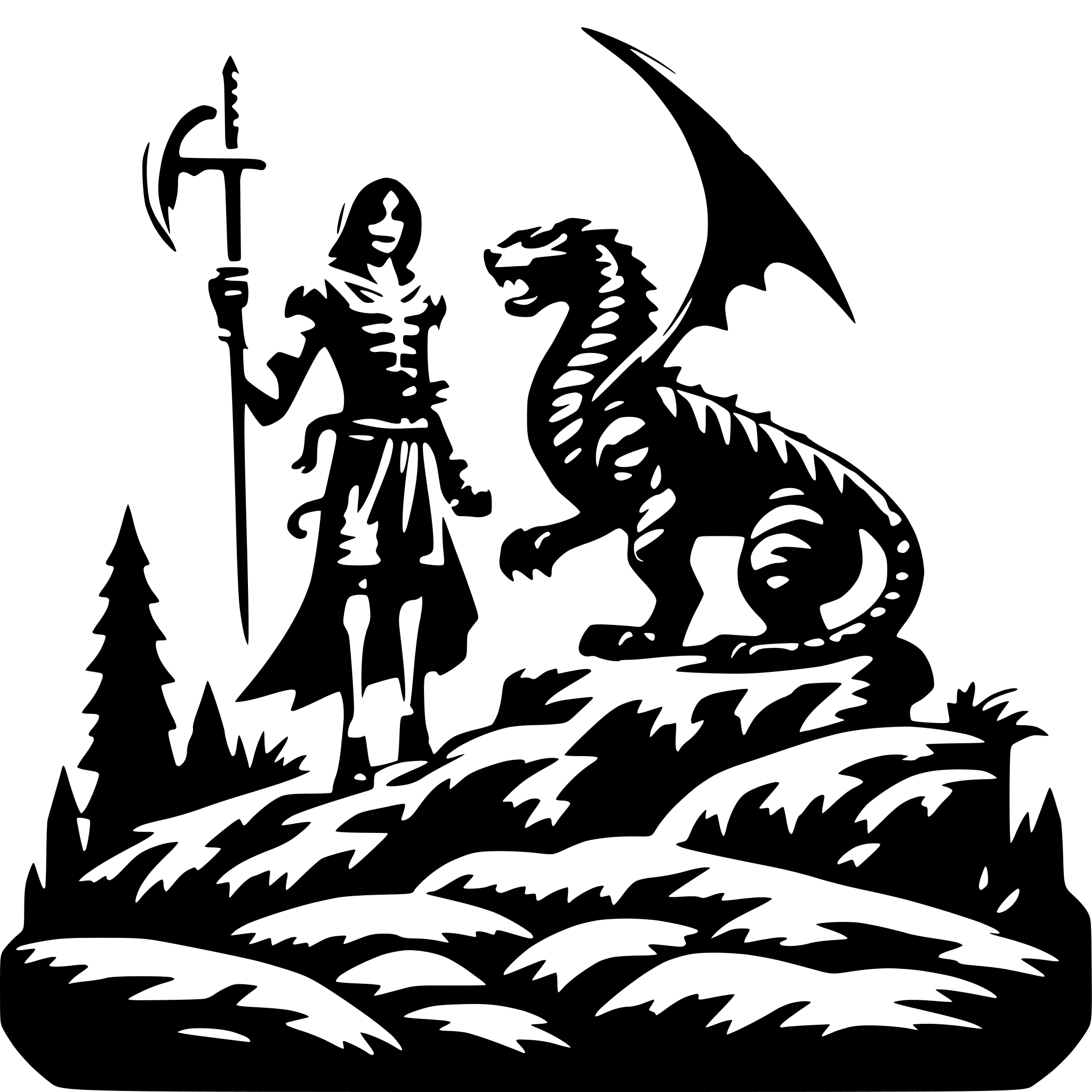 AI-generated SVG of a A reaper silhoutte at the top .below underneath are a dragon fighting a tiger AI-generated SVG of a A reaper silhoutte at the top .below underneath are a dragon fighting a tiger