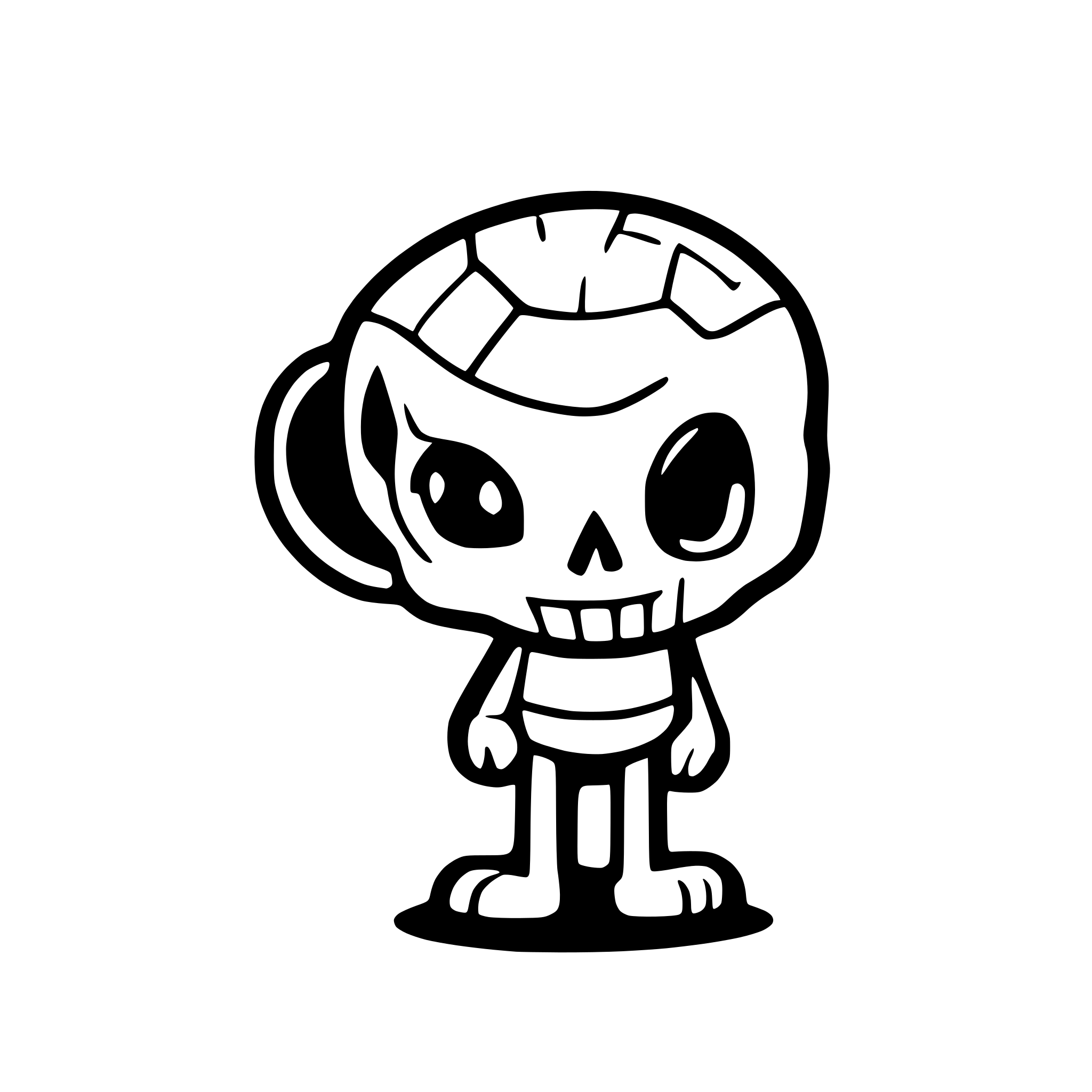 AI-generated SVG of a skull happy