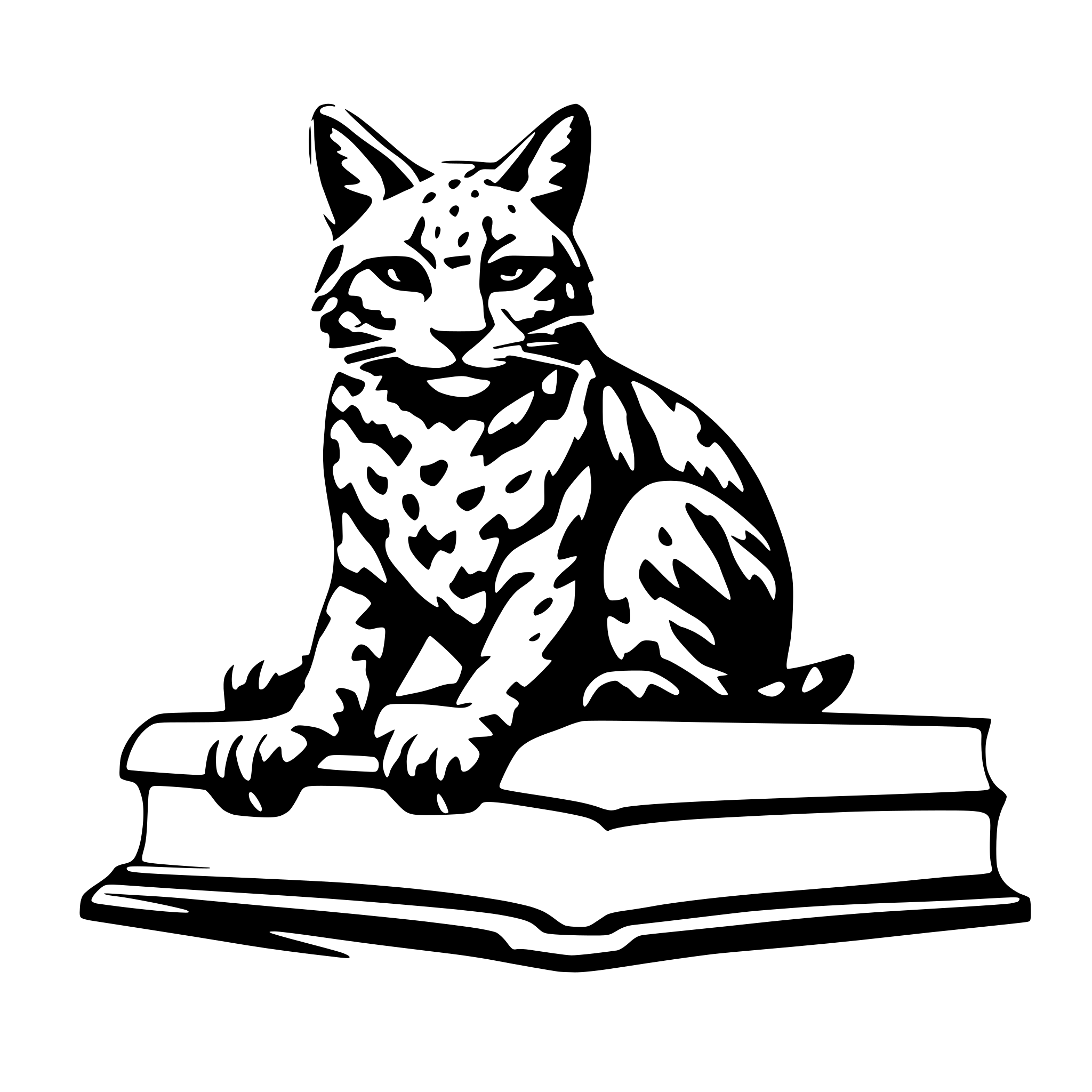 AI-generated SVG of 'bobcat sitting on book'