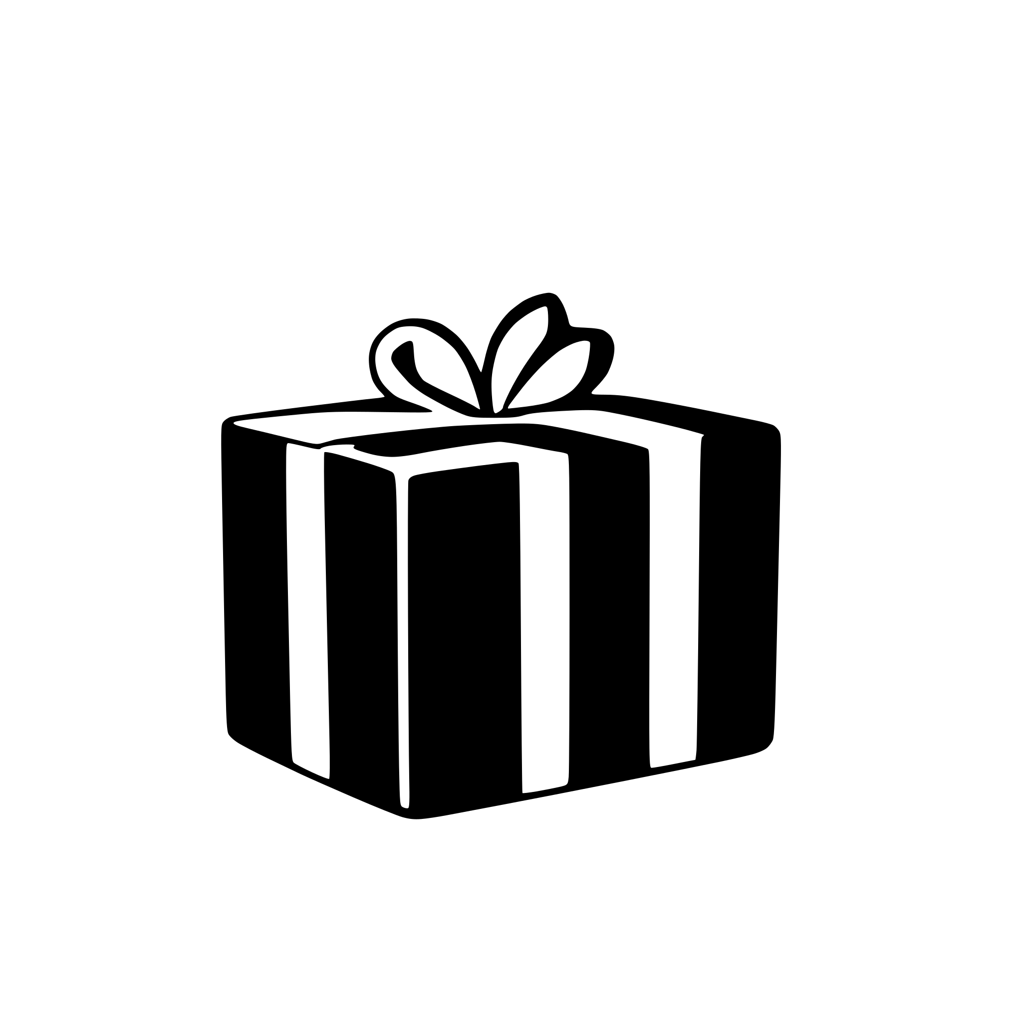 AI-generated SVG of a a silhouette of a gift box black filled with a white background