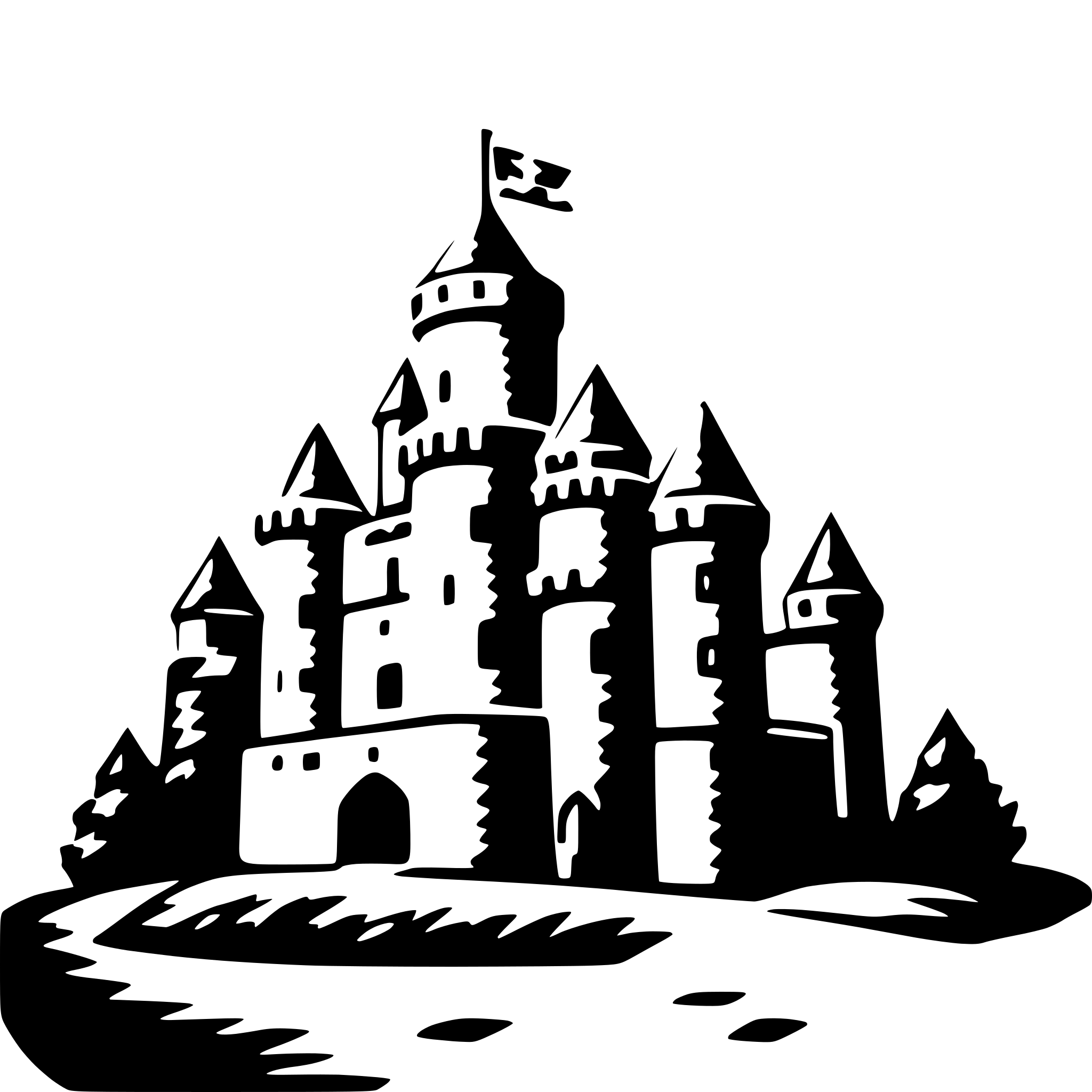 AI-generated SVG of 'castle with flags'