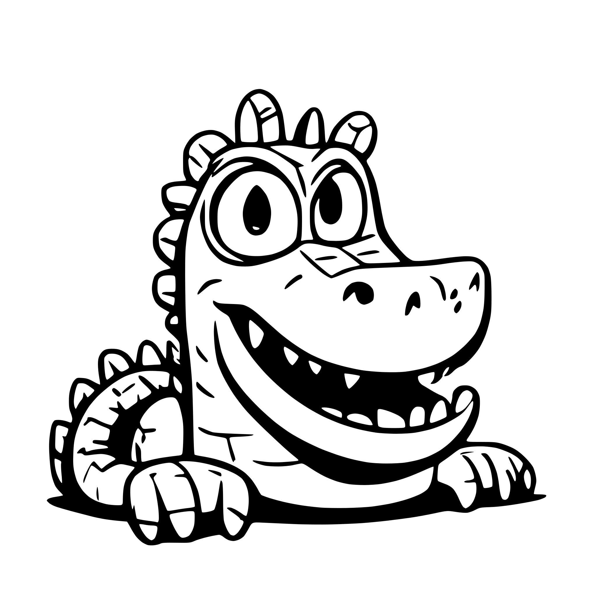 AI-generated SVG of a crocodile artist looks at you