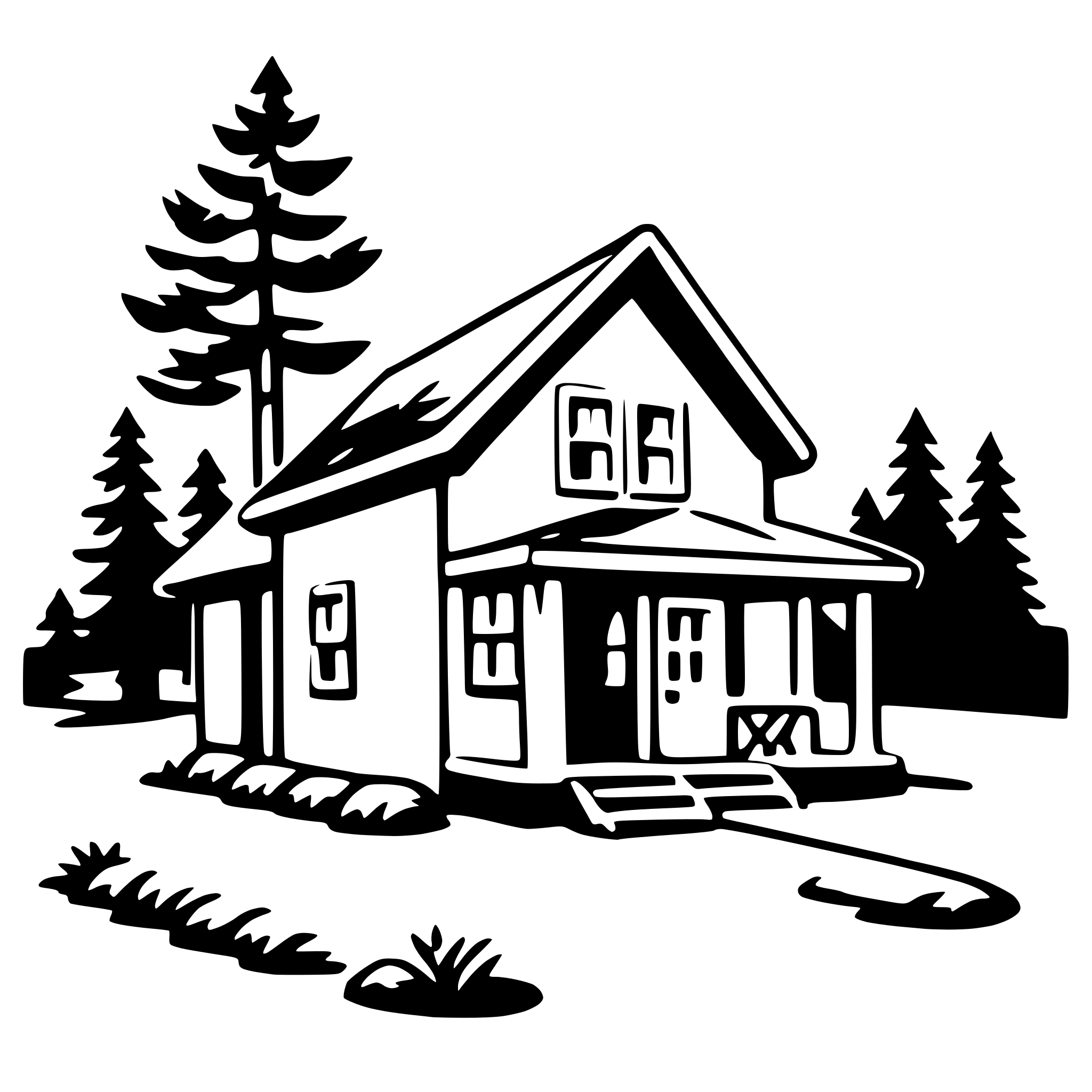 AI-generated SVG of a forest ranger station