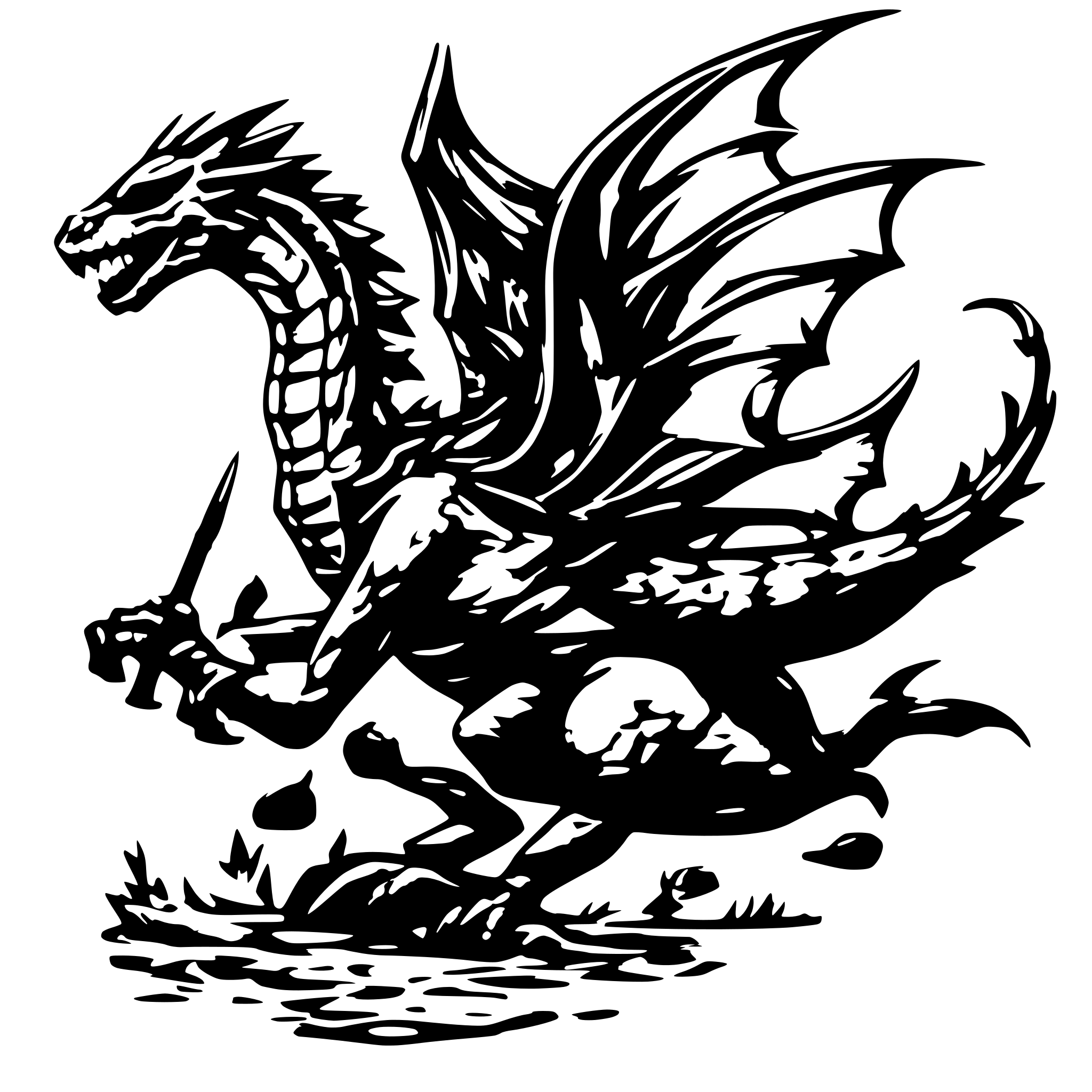 AI-generated SVG of a make a dragon flying on a broomstick