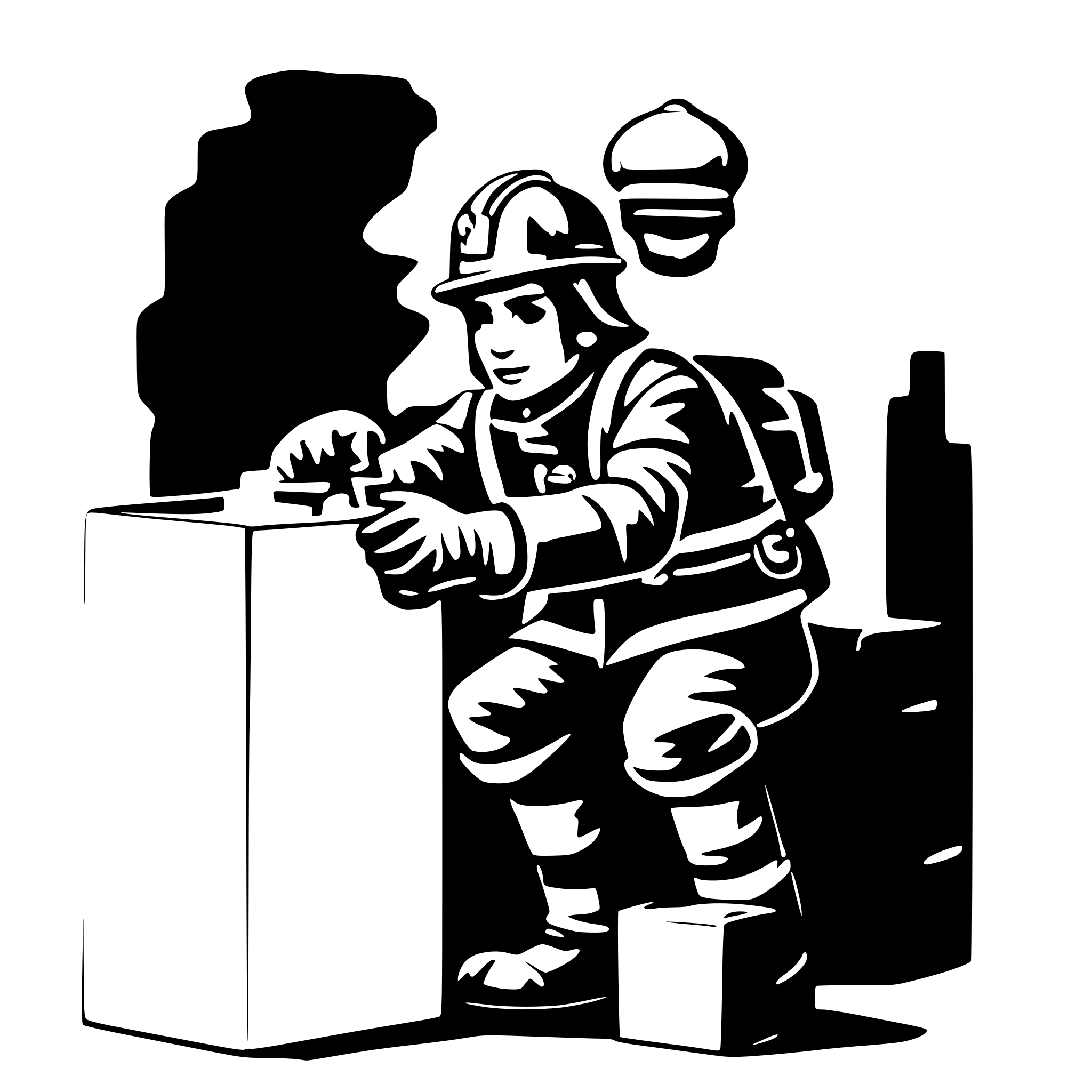 AI-generated SVG of a Fire Fighter lifting a box