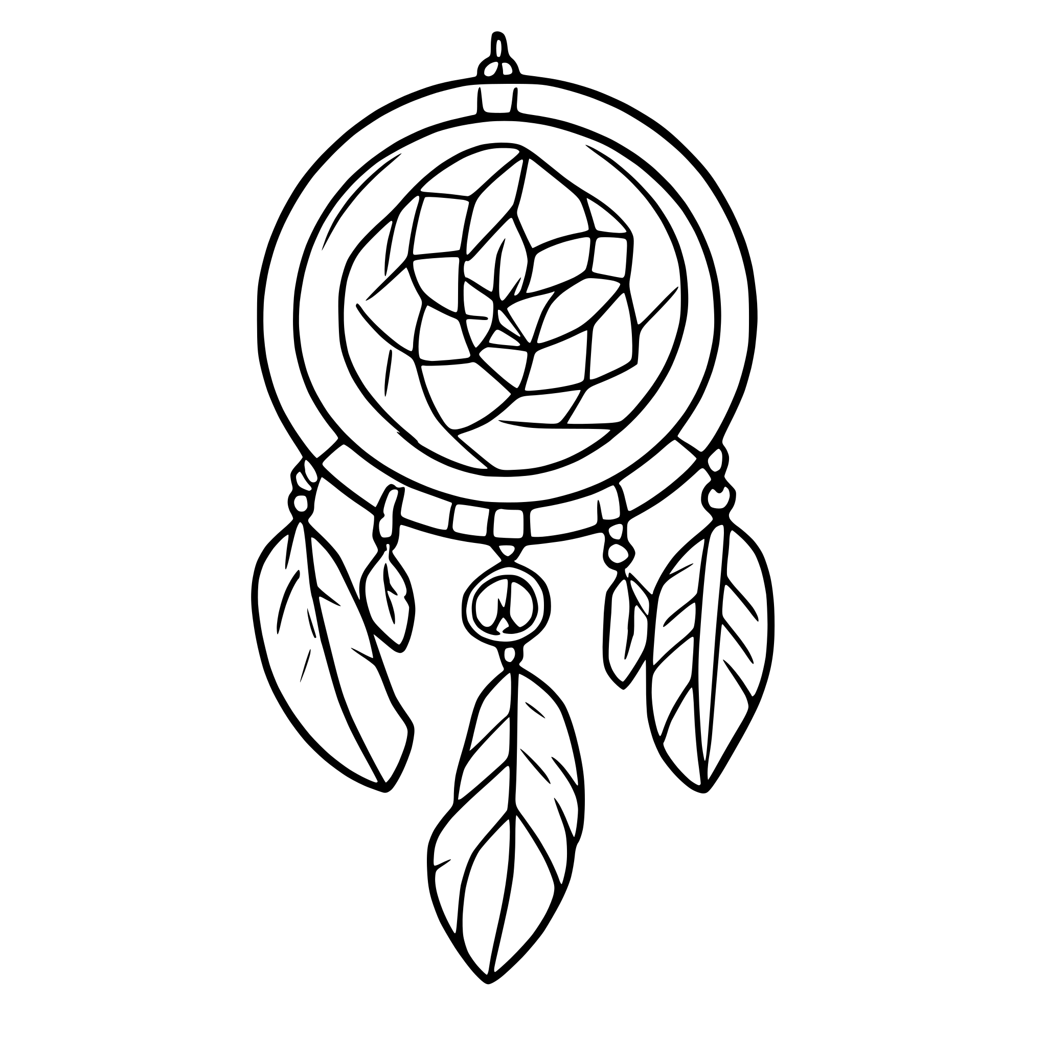 AI-generated SVG of a dreamcatcher with feathers and beads
