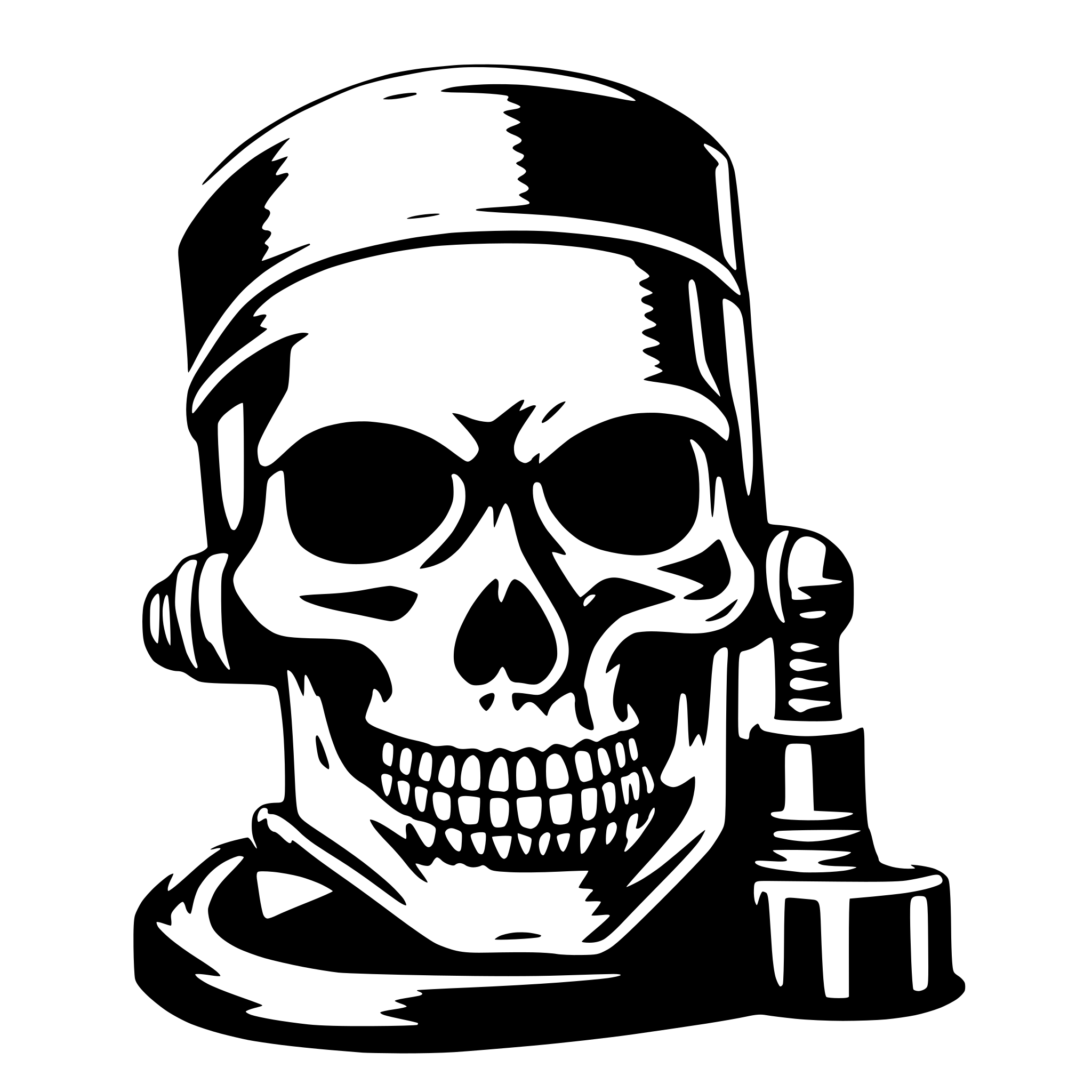 AI-generated SVG of 'welder skull'
