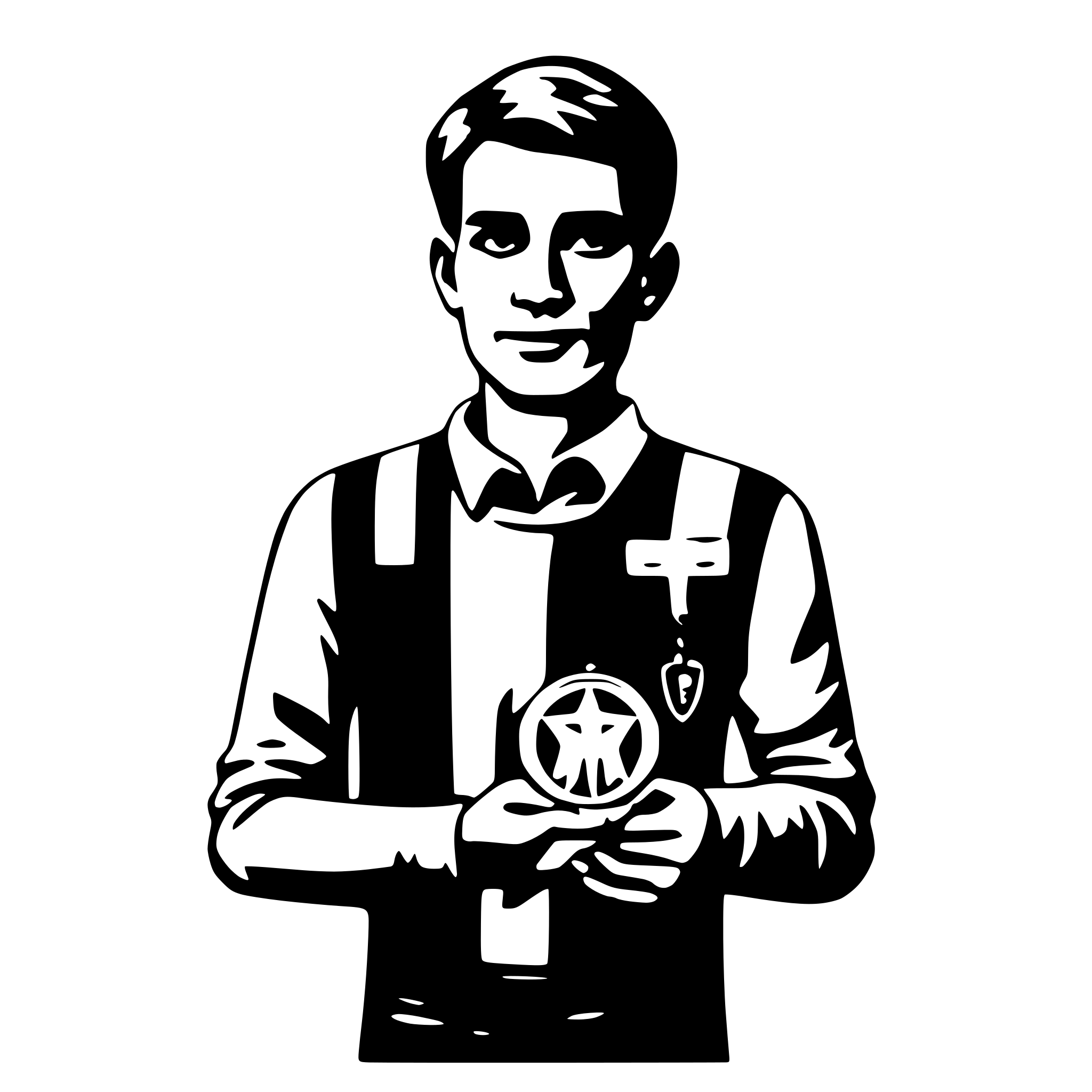 AI-generated SVG of a man holding medal