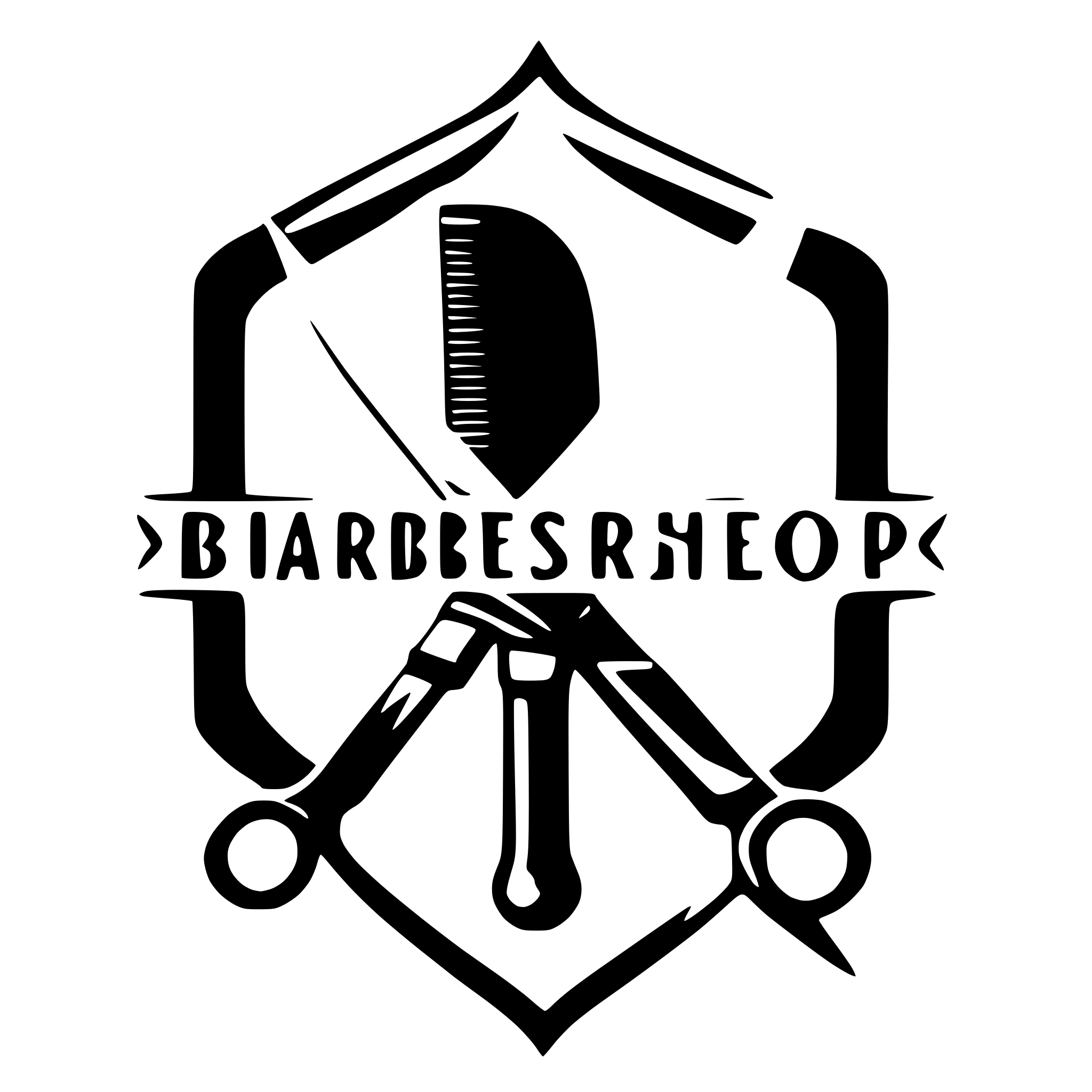 AI-generated SVG of a barbershop logo with a scissor in the middle